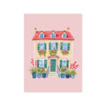 Charming Pink Cottage Print — Watercolor House Art Print