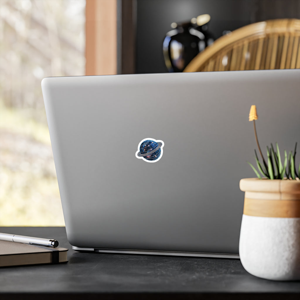Galaxy Planet Vinyl Sticker — Sparkling Space Kiss-Cut Decal