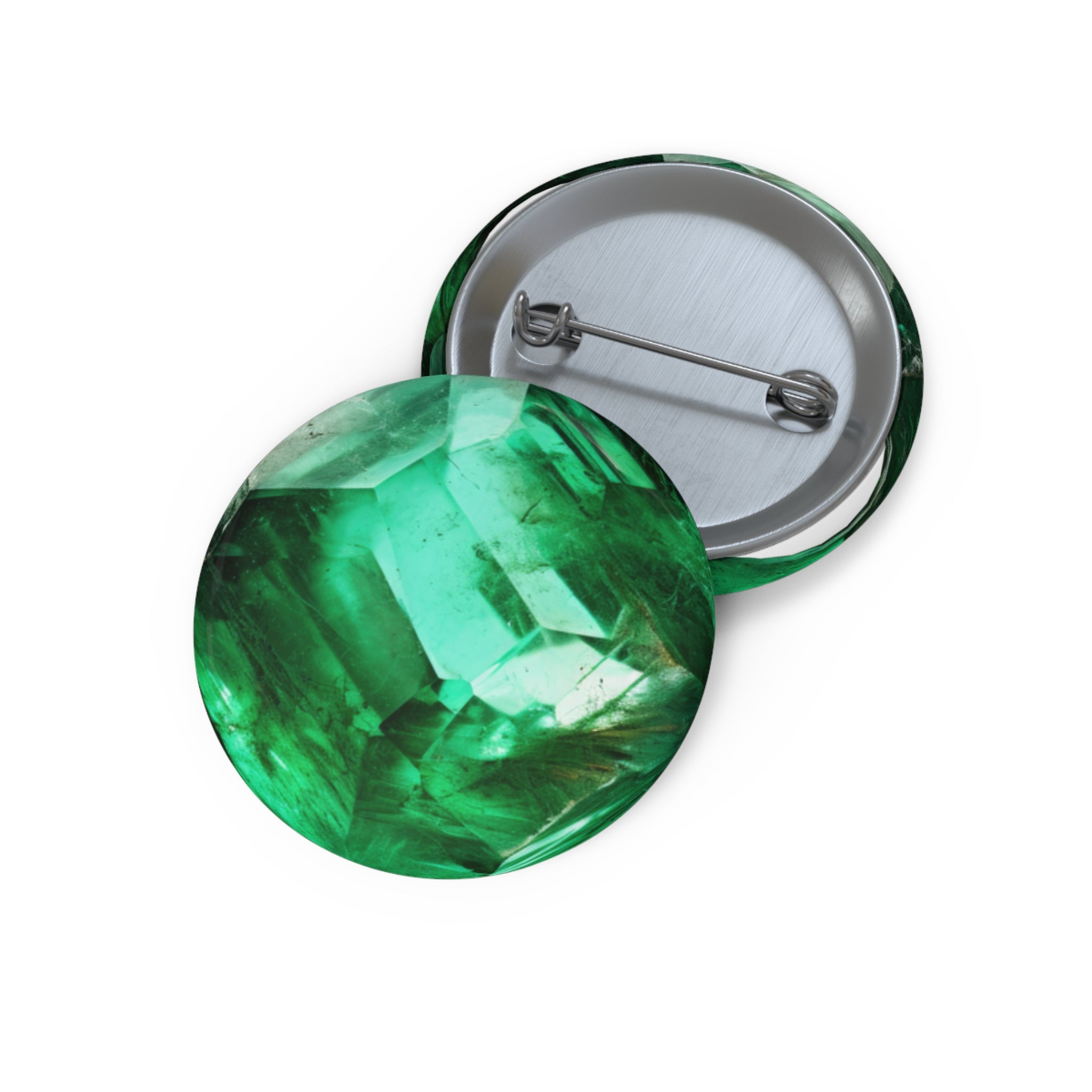 Emerald Gem Pin Button — Green Crystal Lapel Pin