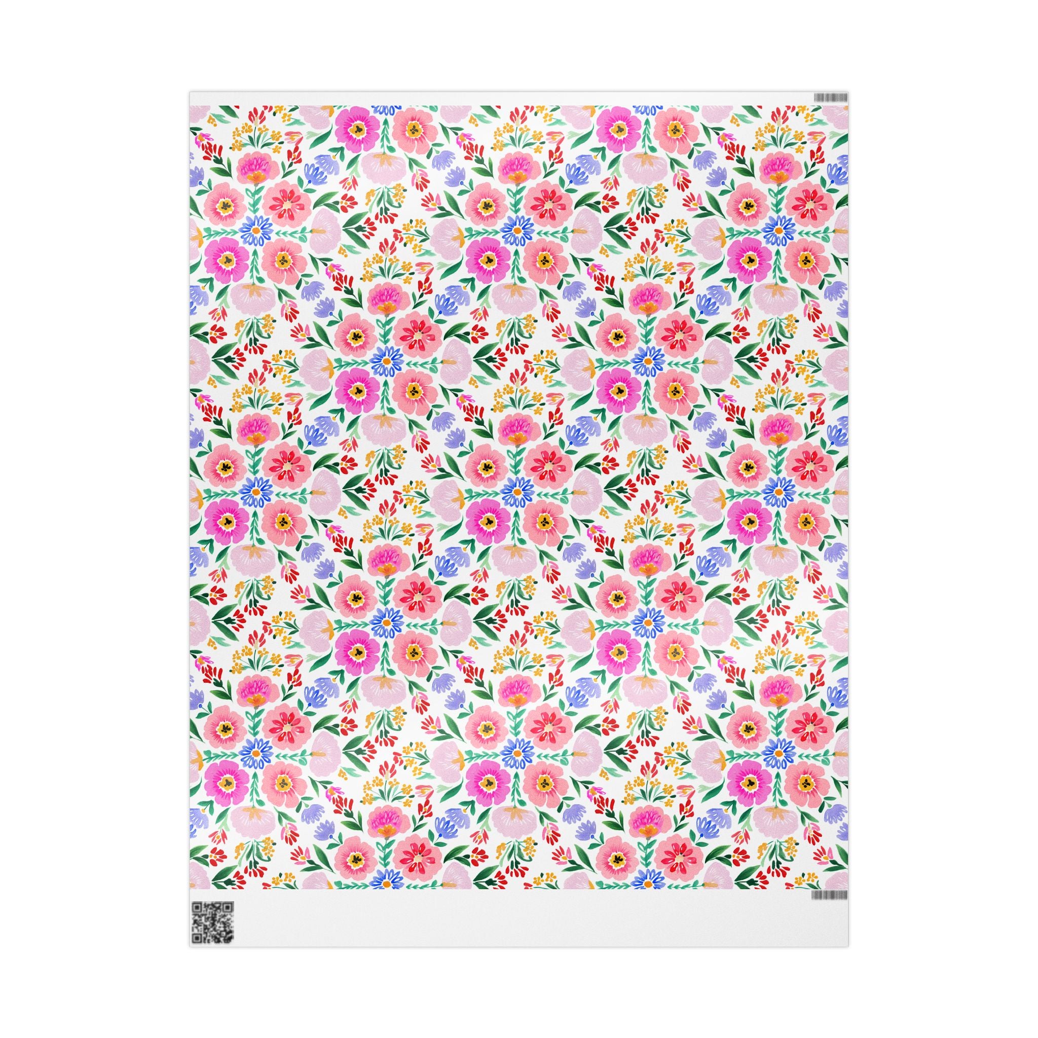 Floral Spring Gift Wrapping Paper — Pink Watercolor Flowers Pattern
