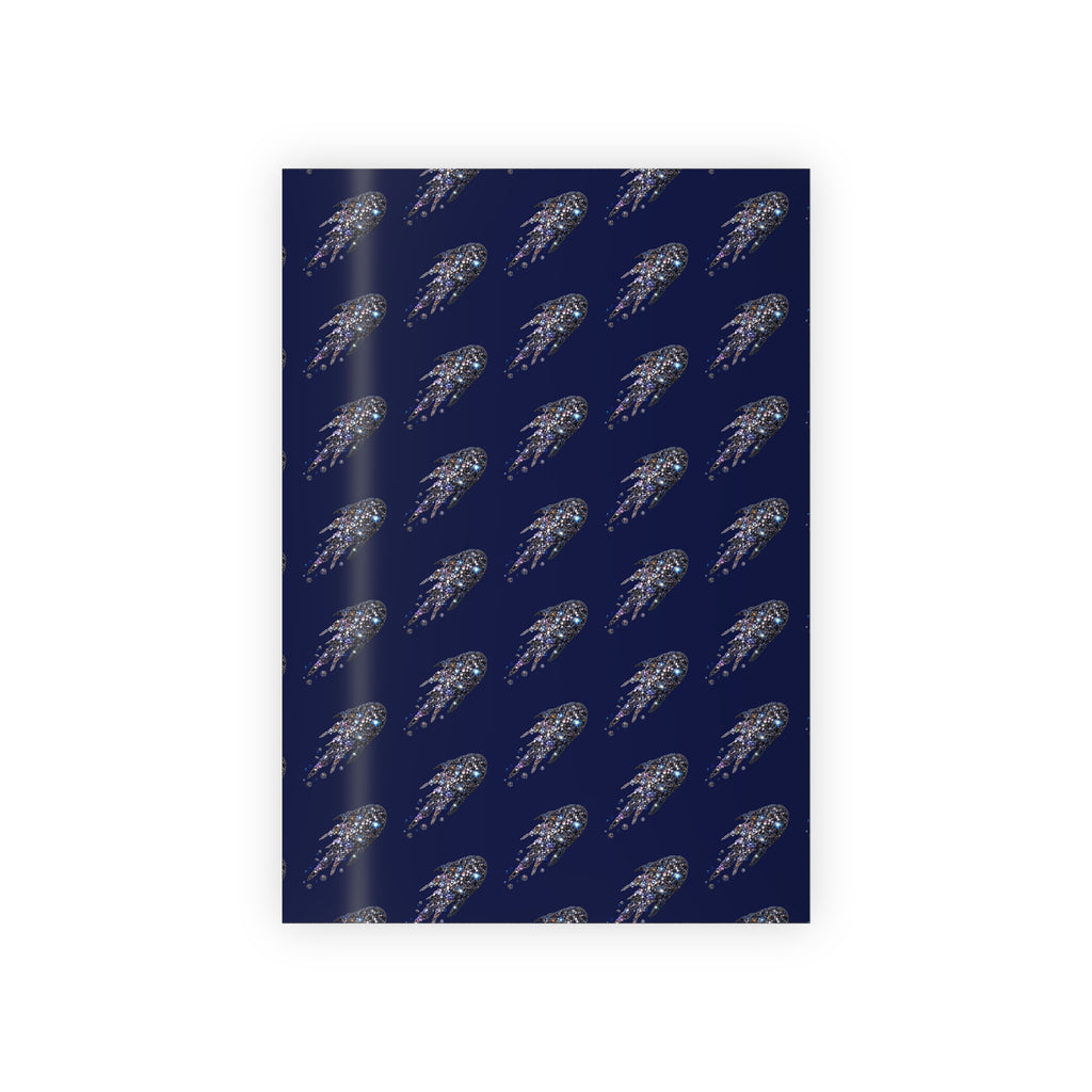 Navy Shooting Star Gift Wrap Roll — Celestial Holiday Wrapping Paper