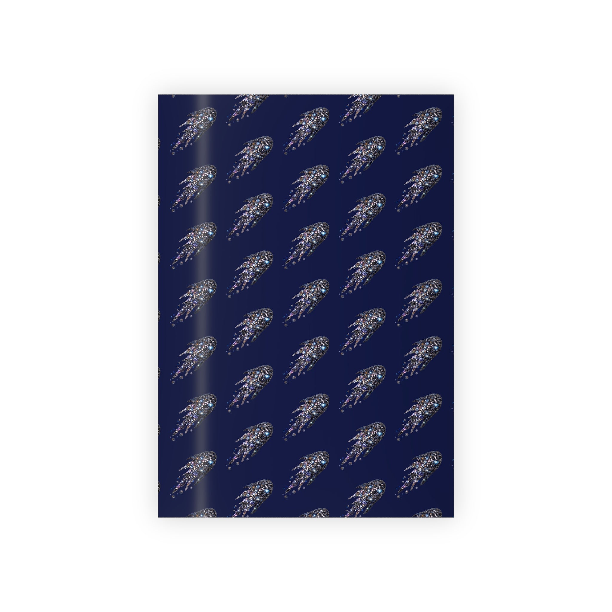Navy Shooting Star Gift Wrap Roll — Celestial Holiday Wrapping Paper