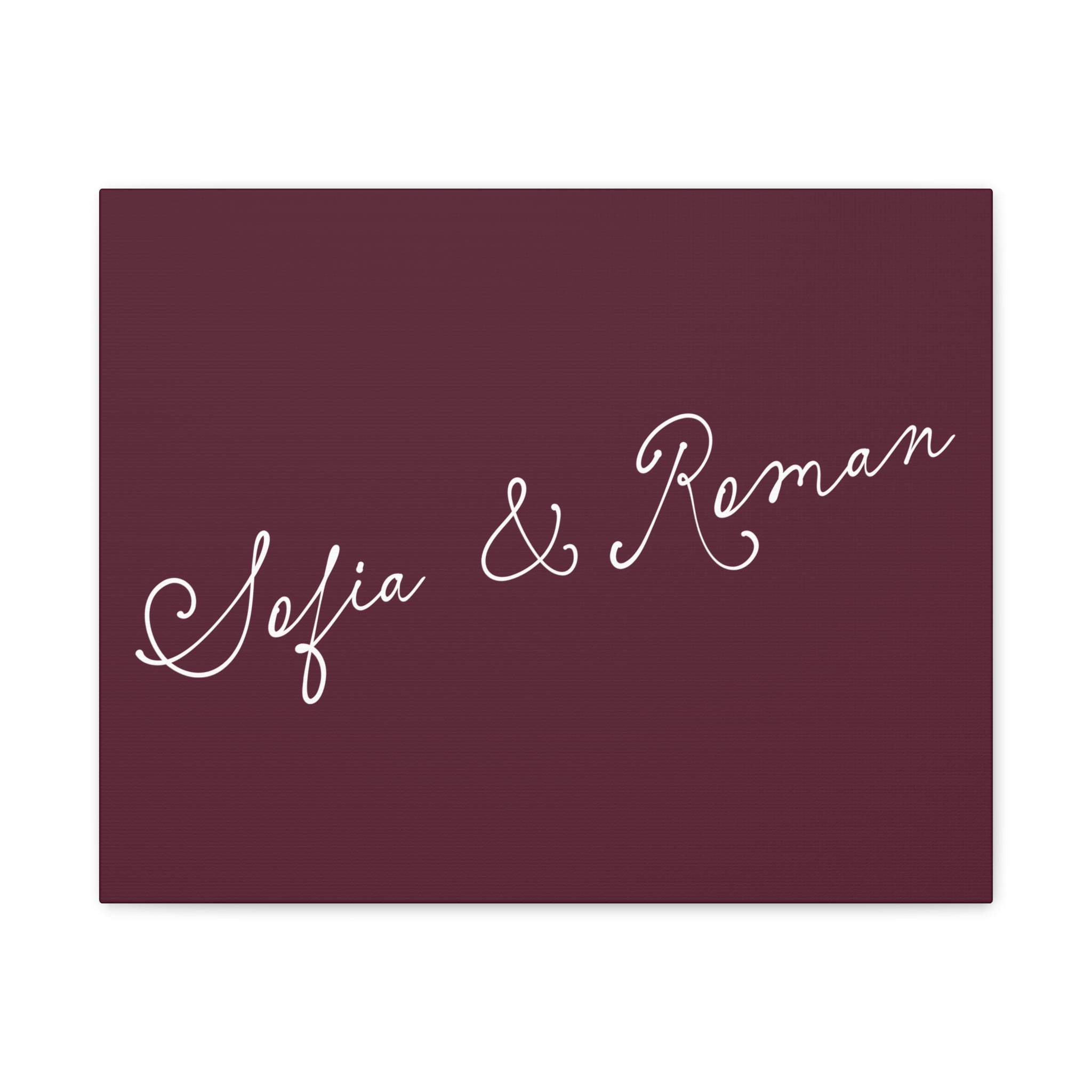 Custom text canvas wedding sign - deep burgundy