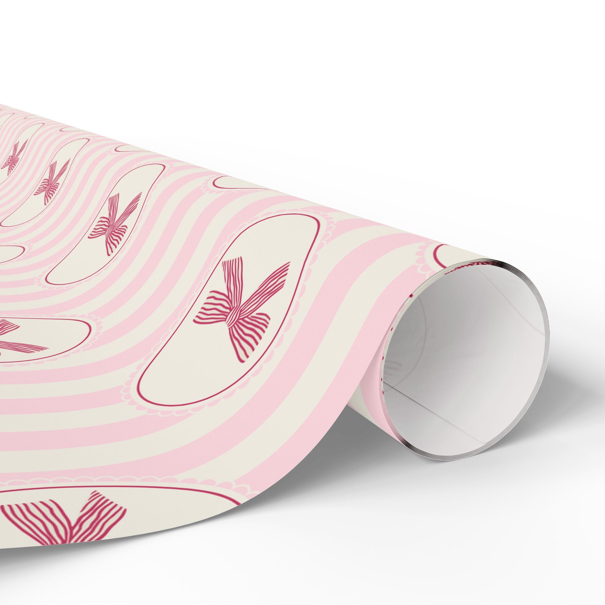 Pink Bow Wrapping Paper | Cute Stripe Gift Wrap