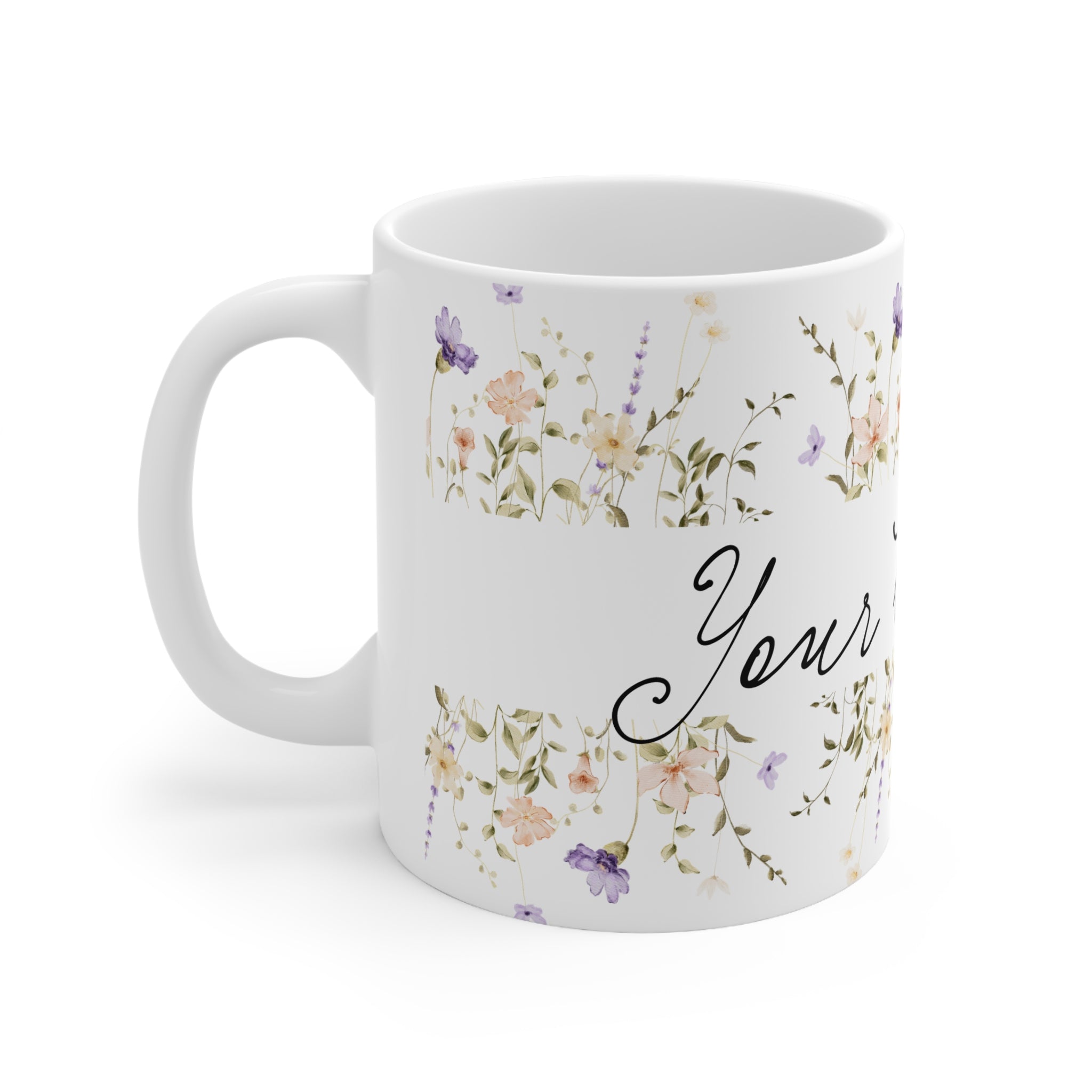 Personalized Floral Ceramic Coffee Mug – Gift for Her