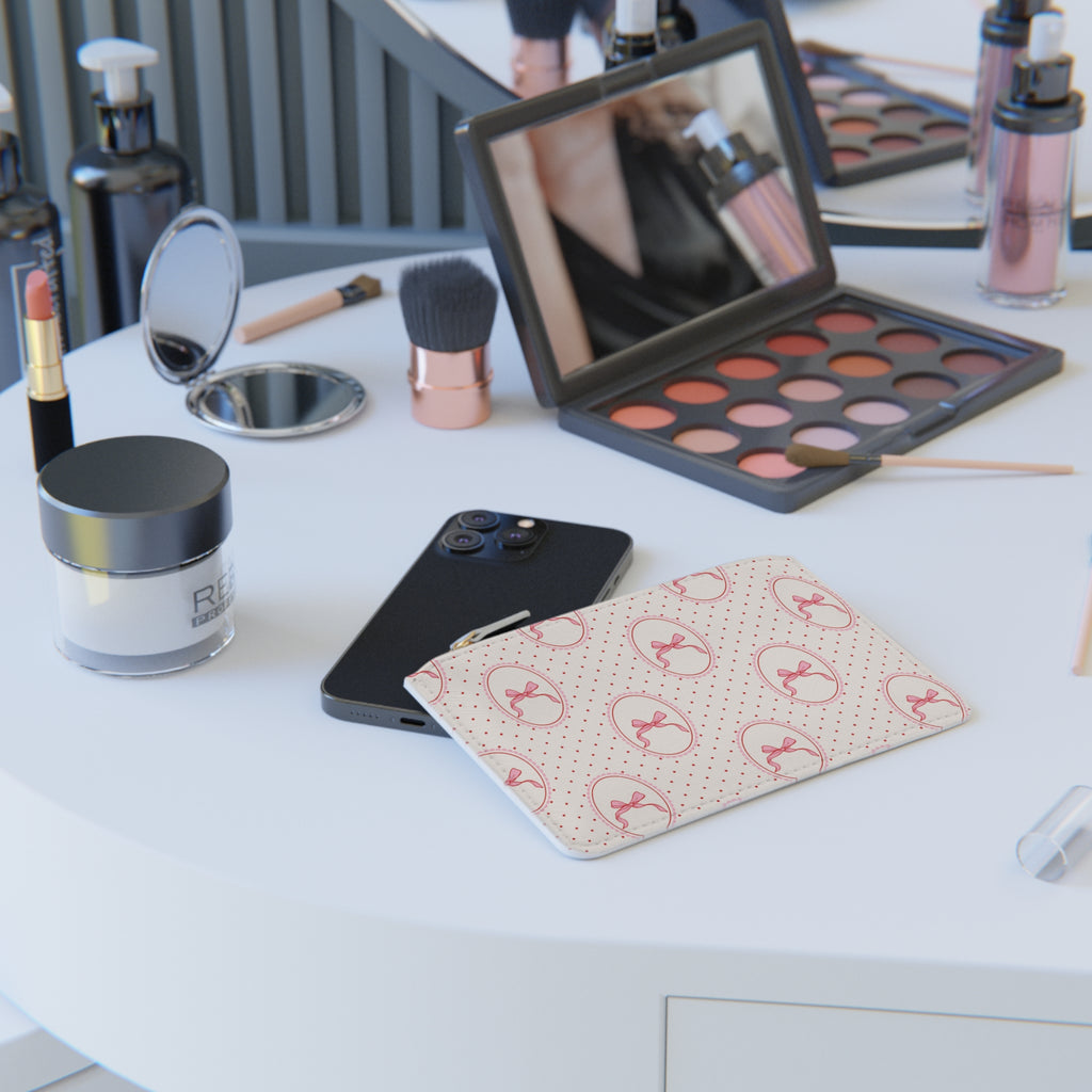 Mini Clutch — Pink Ribbon Cameo Pattern Cosmetic Pouch