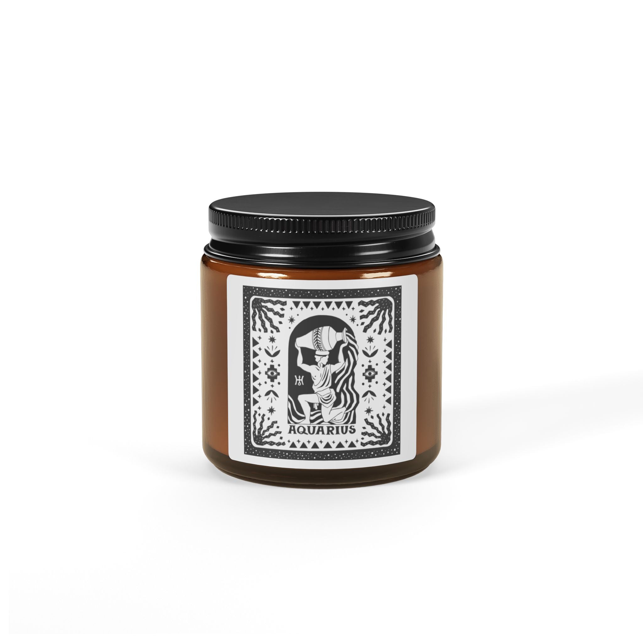 Aquarius Zodiac Scented Soy Candle — Amber Jar