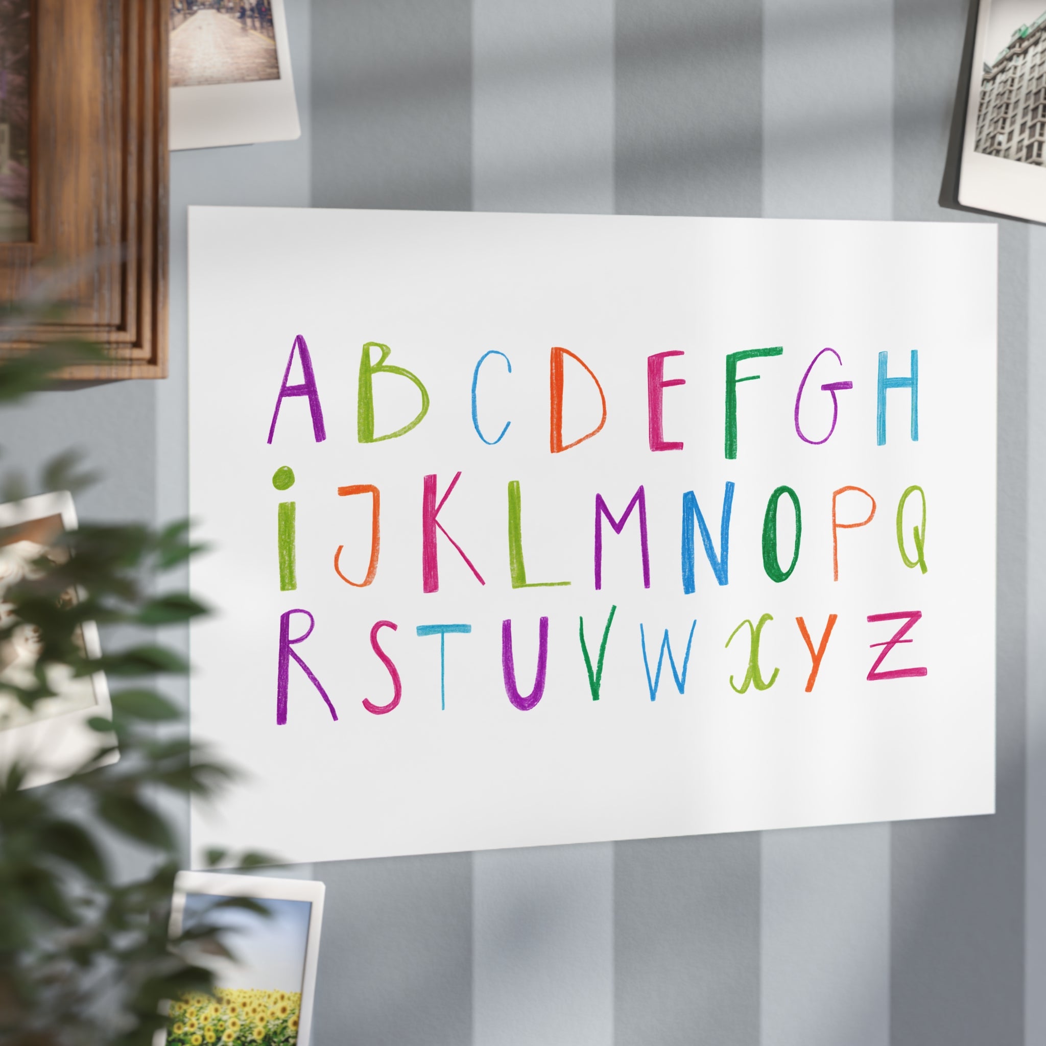 Colorful Watercolor Alphabet Print — Kids Nursery Wall Art (Unframed)