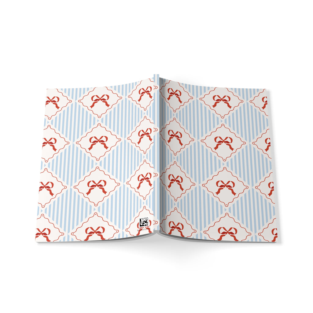 Ribbon Pattern Notebook A5 | Bow Tile Softcover Journal