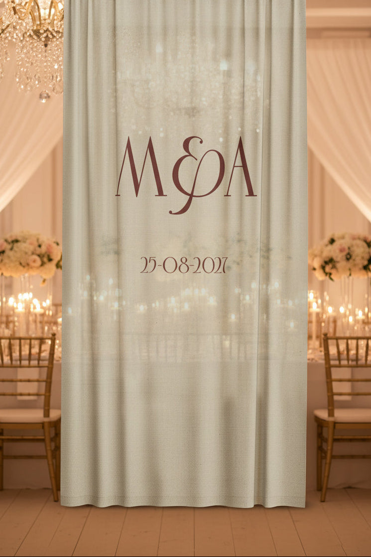 Sheer Curtain - Custom Monogram with Wedding Date