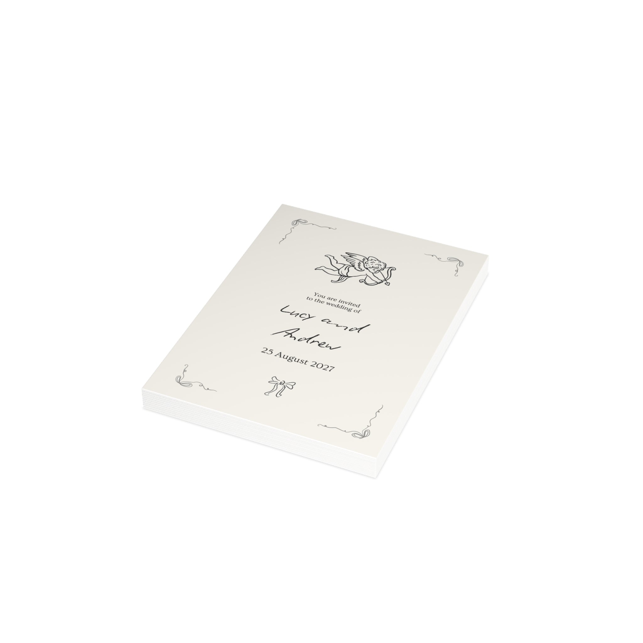 Vintage Cherub Wedding Invitation Card – Two-Sided Ceremony & Reception Template