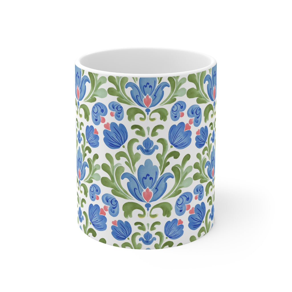 Blue Floral Mug | Blue Ceramic Coffee Cup 11oz 15oz