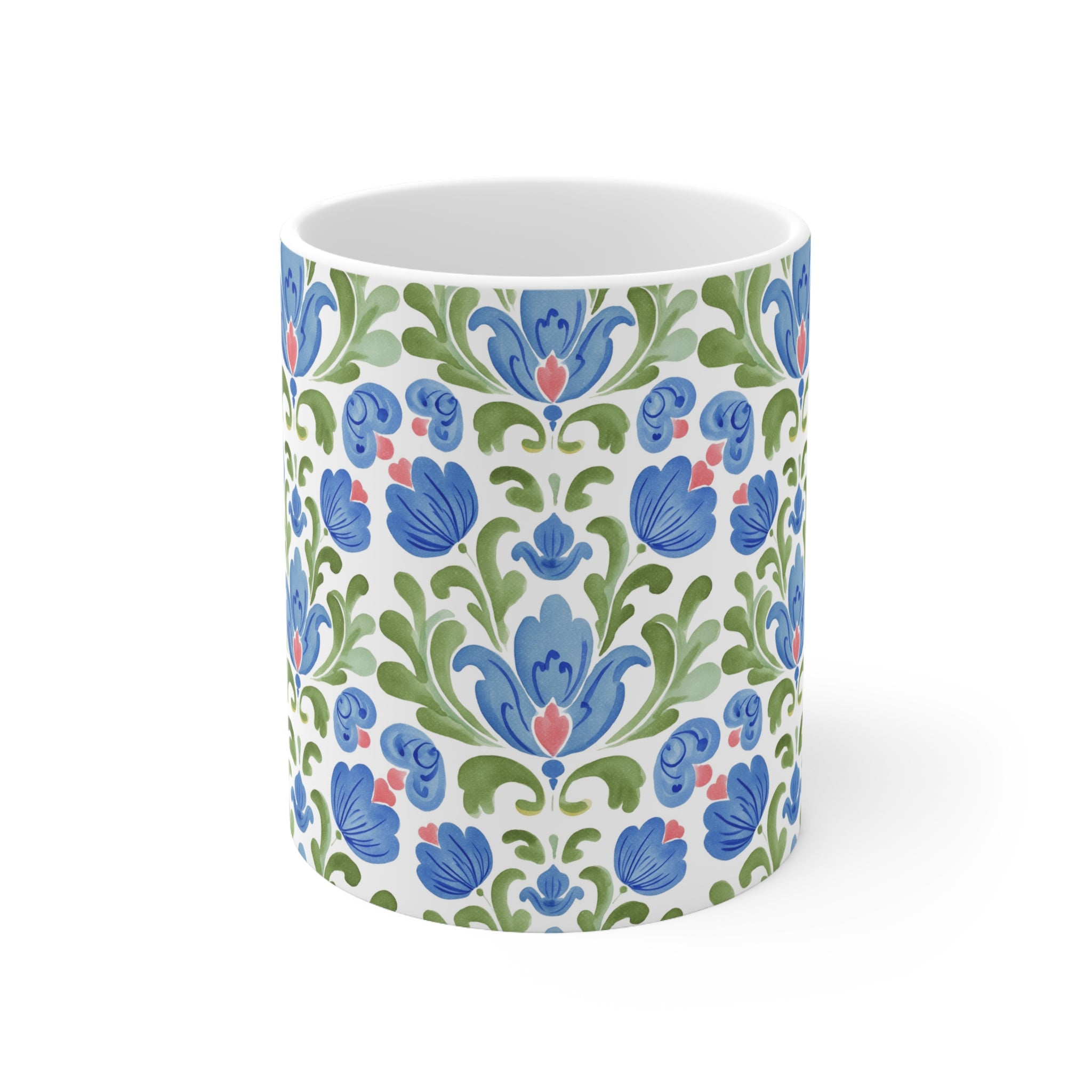 Blue Floral Mug | Blue Ceramic Coffee Cup 11oz 15oz