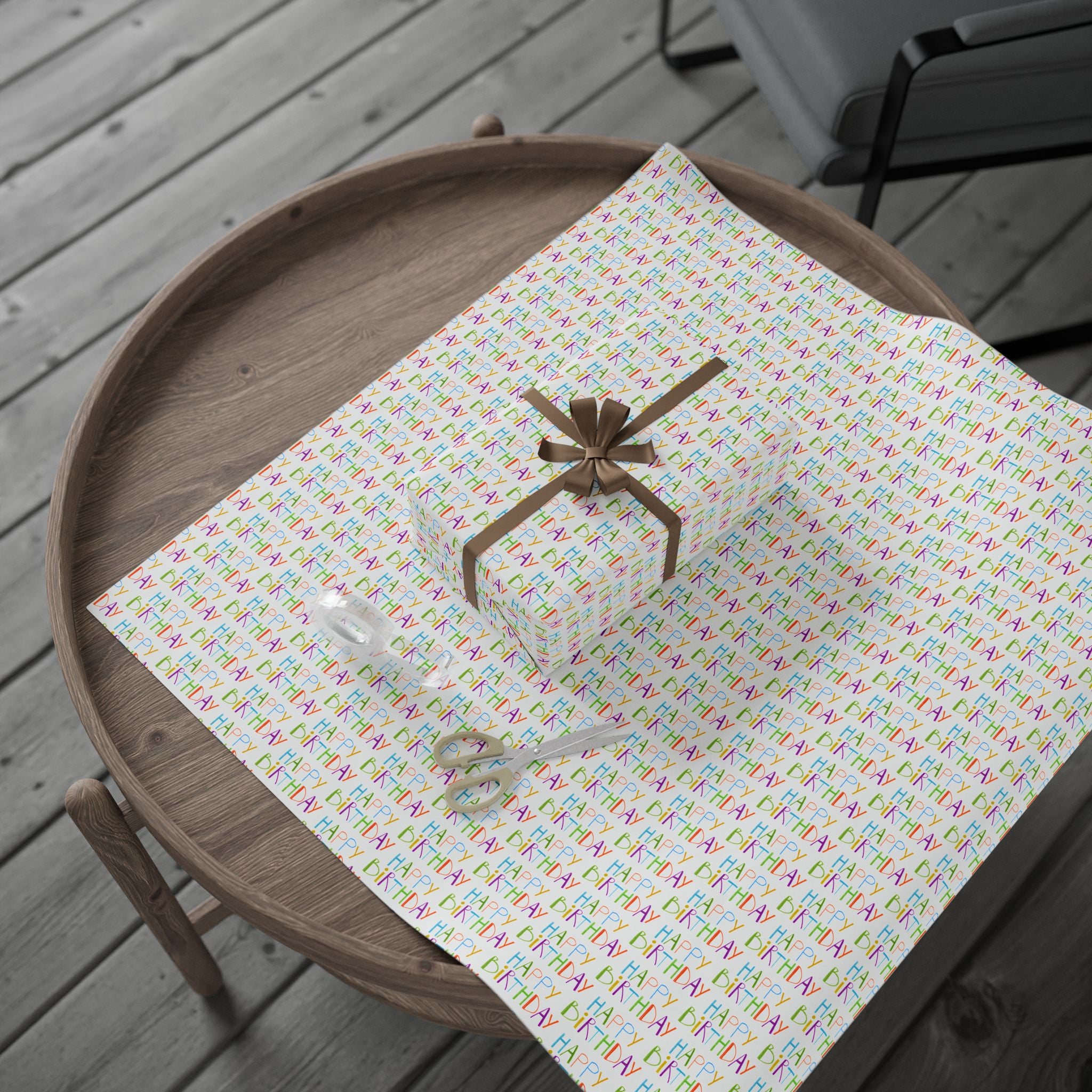 Wrapping Paper — Colorful "Happy Birthday" Repeat Gift Wrap