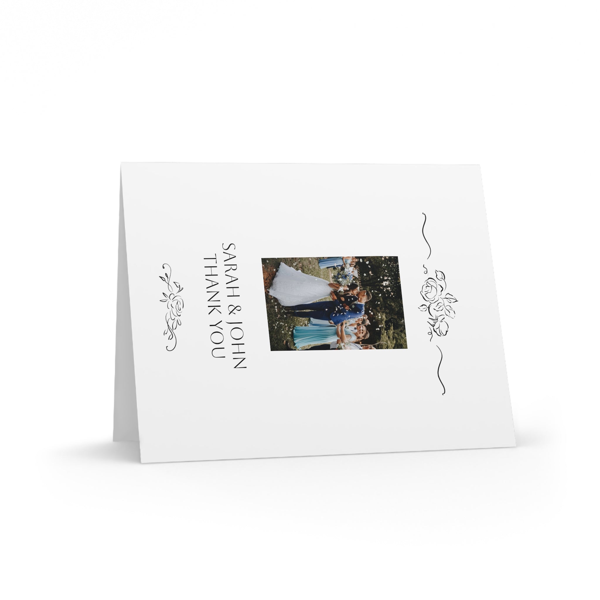 Floral Frame Photo Thank You Greeting Card (x 8 pcs and up)