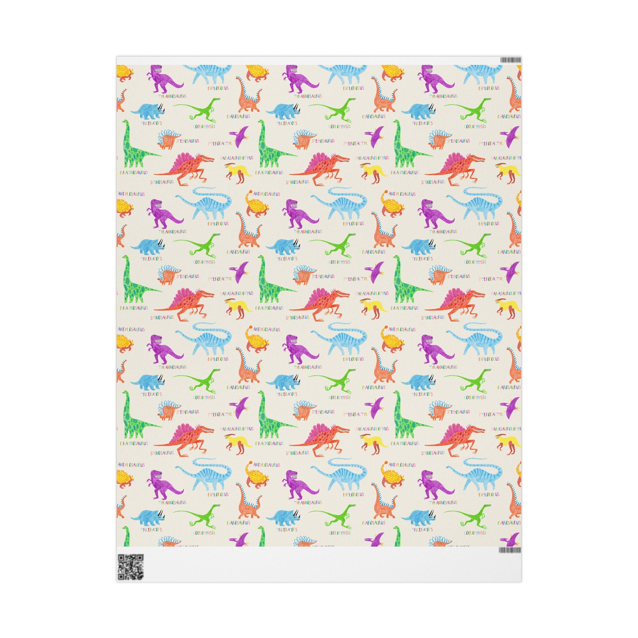 Dinosaur Kids Wrapping Paper — Colorful Rainbow Dino Gift Wrap
