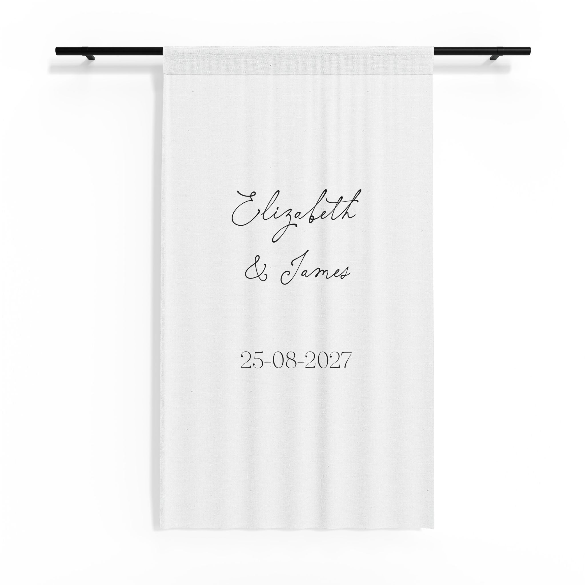Sheer Curtain — Personalized Bride and Groom Names with Wedding Date Window Panel
