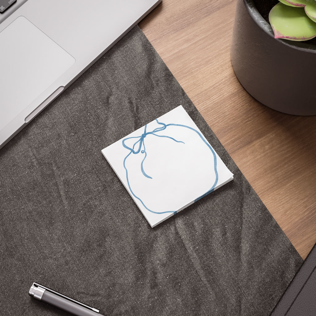 Sticky Notes, Blue Bow Notepad, Decorative Post-it Style Desk Notes