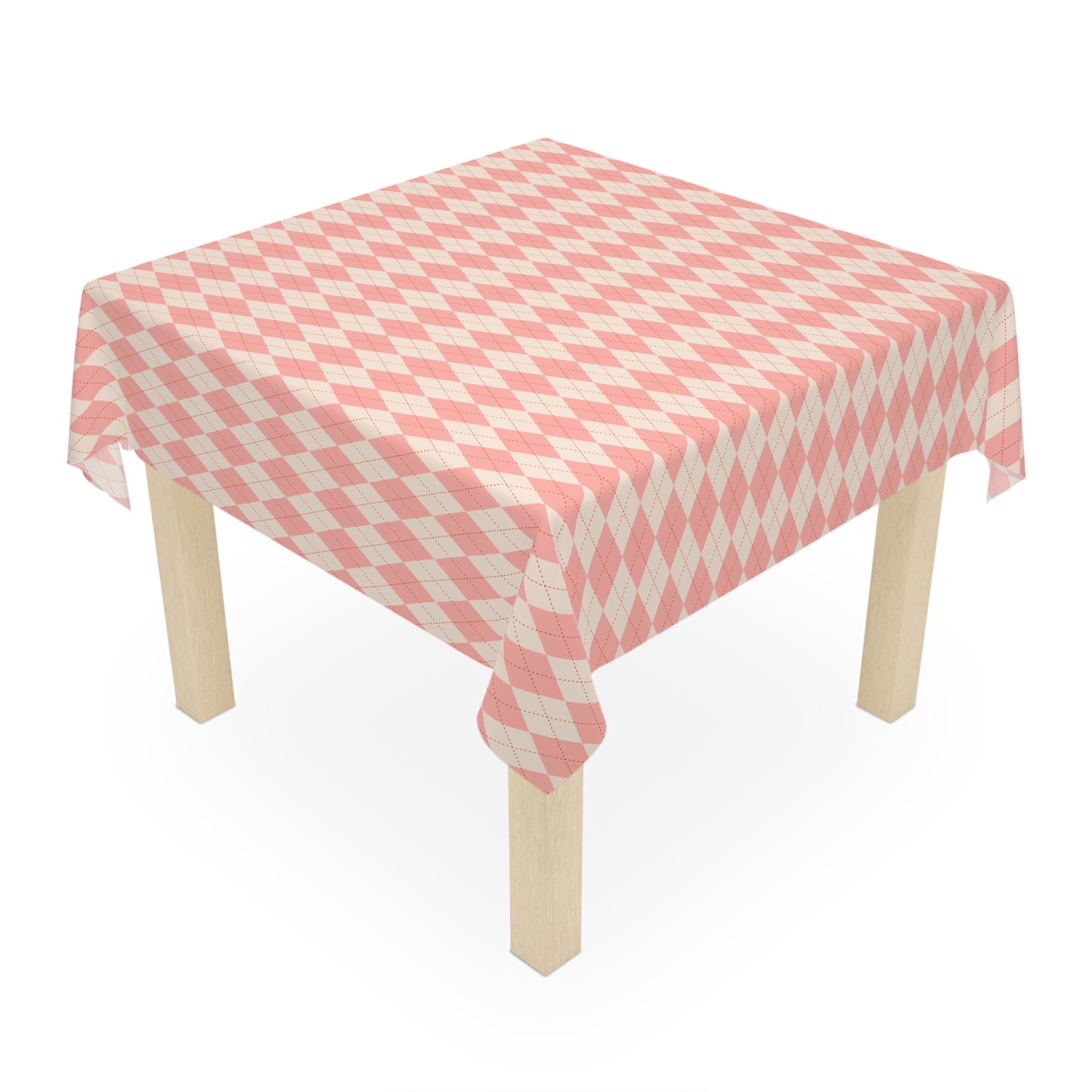 Pink Harlequin Diamond Tablecloth — Vintage Checkered Picnic & Dining Decor