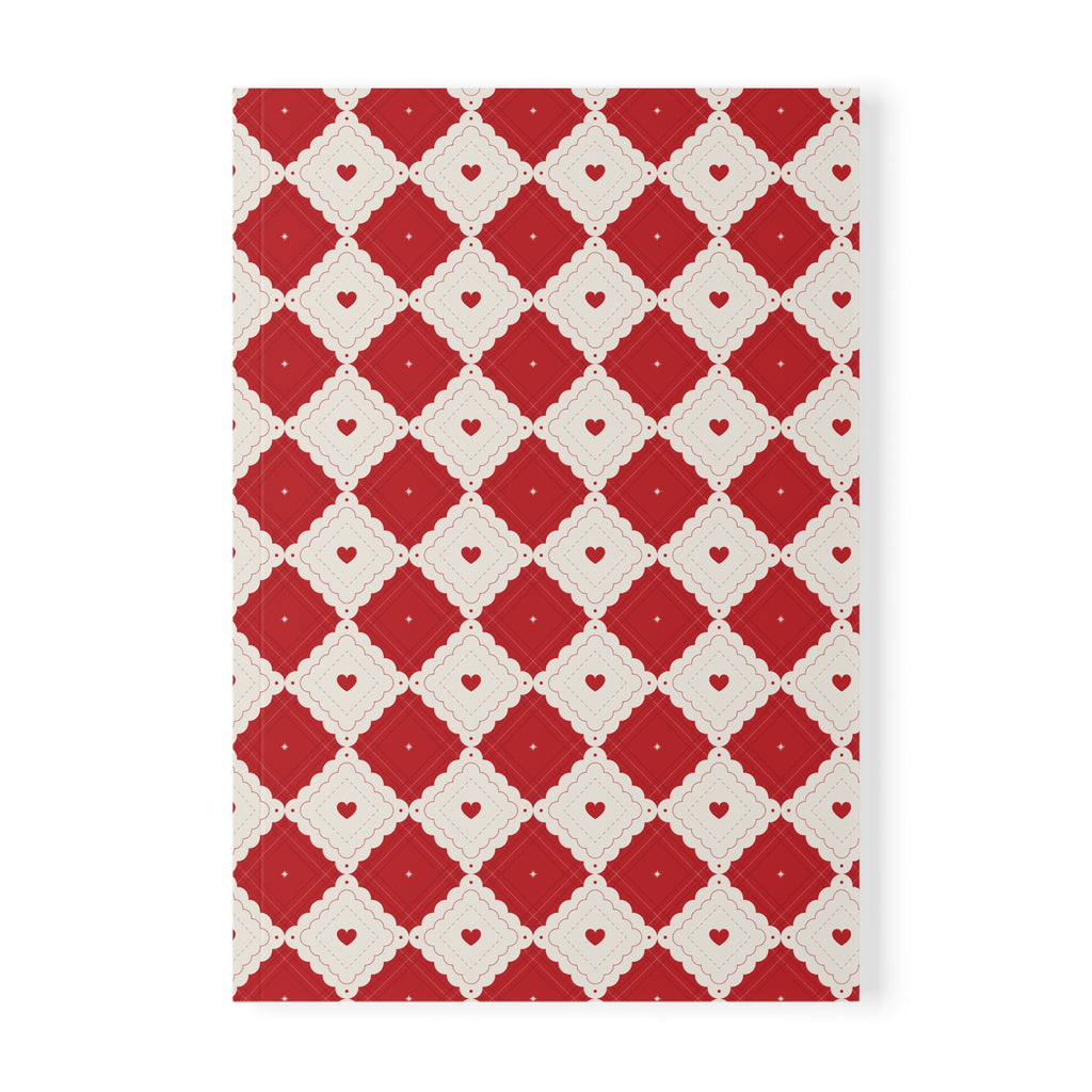 Heart Pattern Notebook A5 | Red Diamond Journal