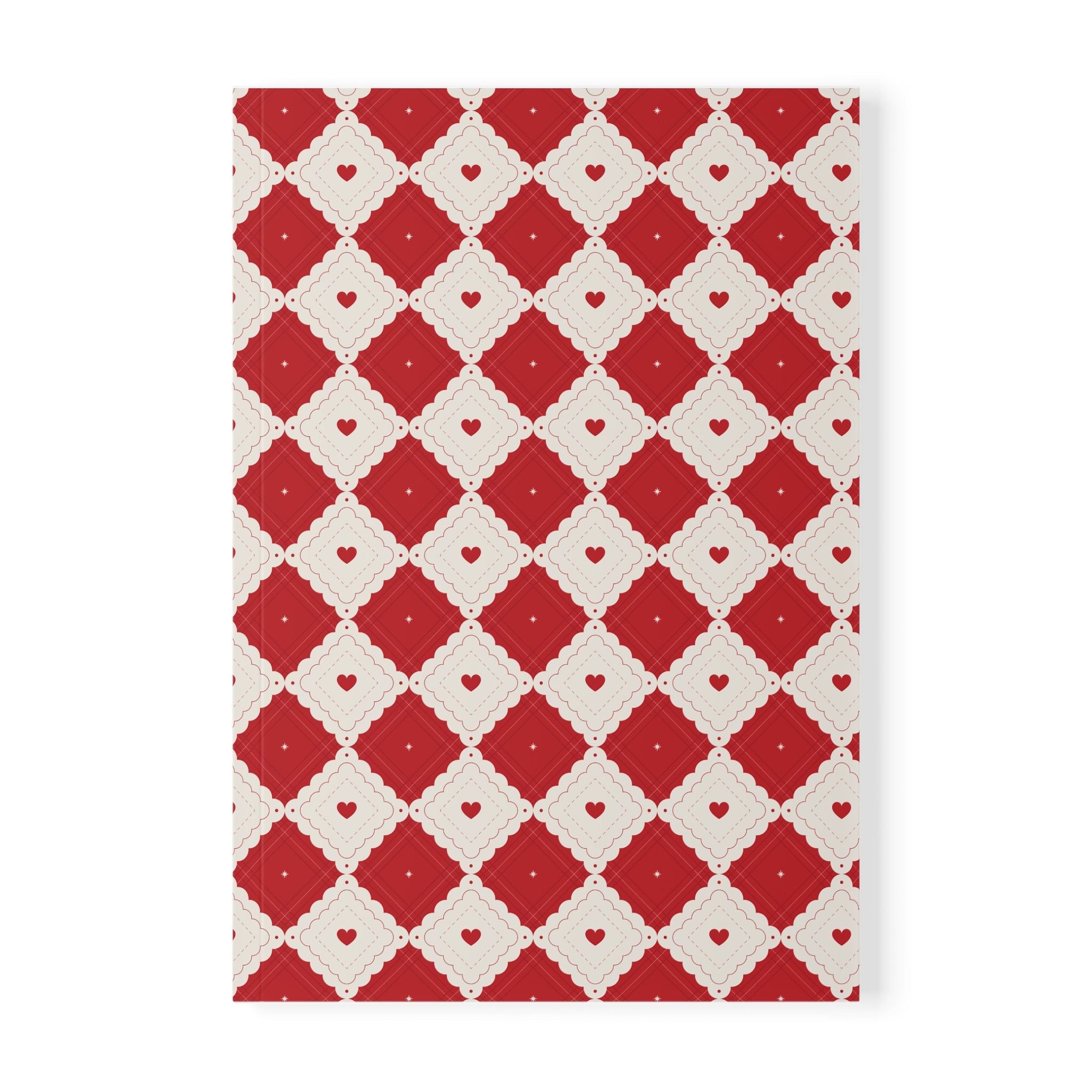 Heart Pattern Notebook A5 | Red Diamond Journal