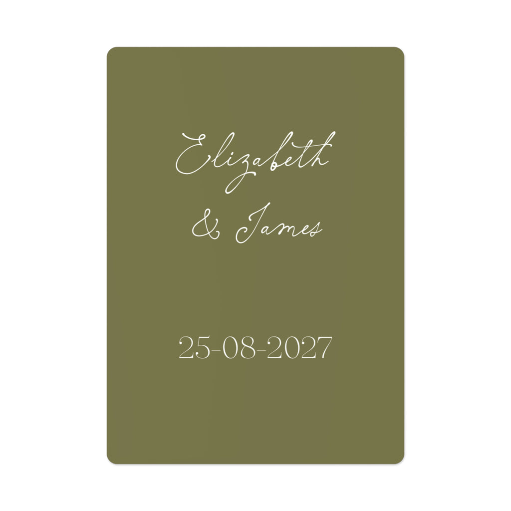 Olive Wedding Favour Personalised Poker Cards