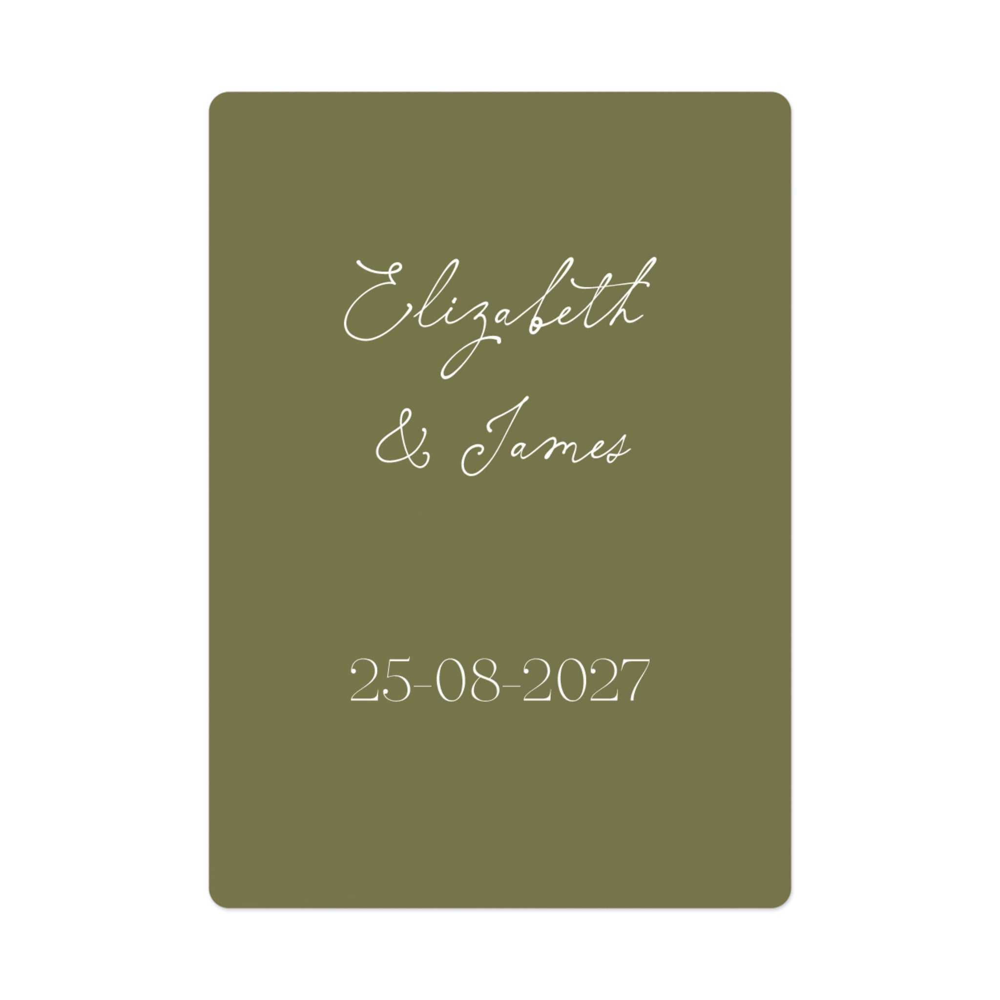Olive Wedding Favour Personalised Poker Cards