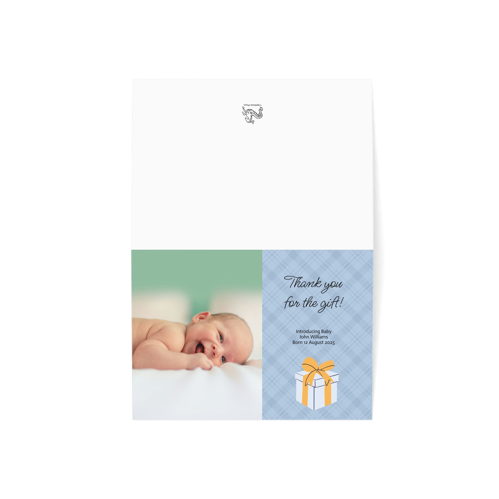 Custom Photo Baby Thank You Cards | Folded Newborn Greeting Cards