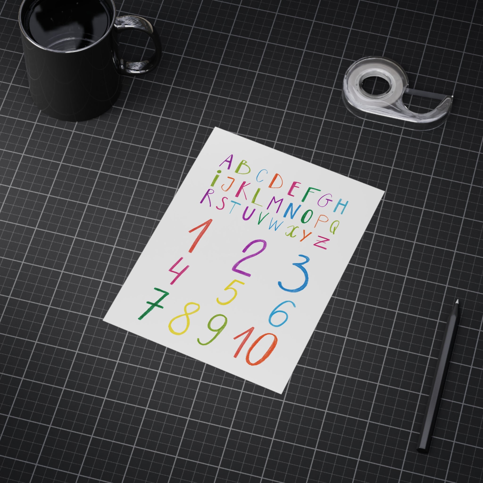 Kids Alphabet & Numbers Print — Colorful Educational Wall Art (Unframed)