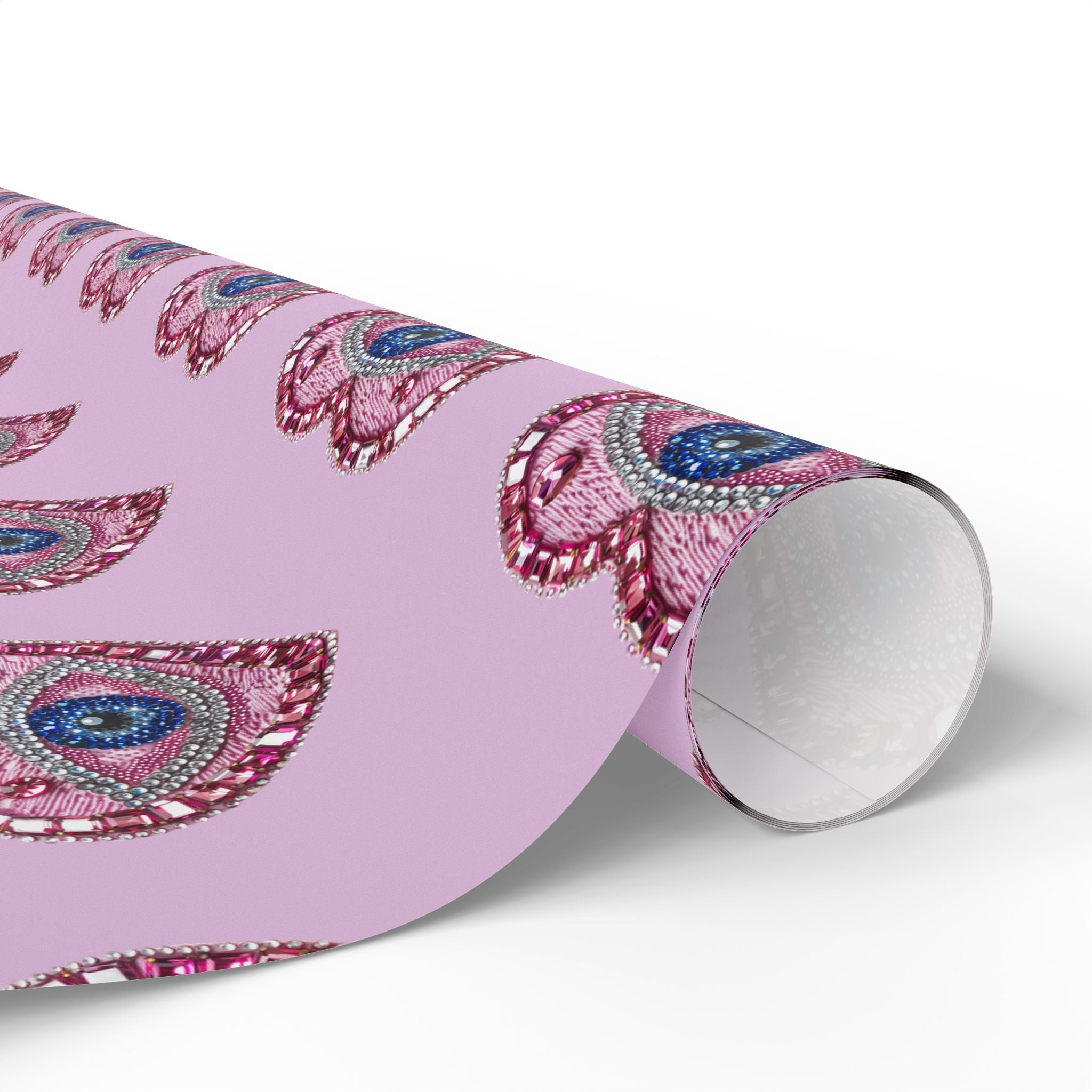 Peacock Heart Pattern Wrapping Paper — Pink Decorative Gift Wrap for Birthdays & Valentine’s