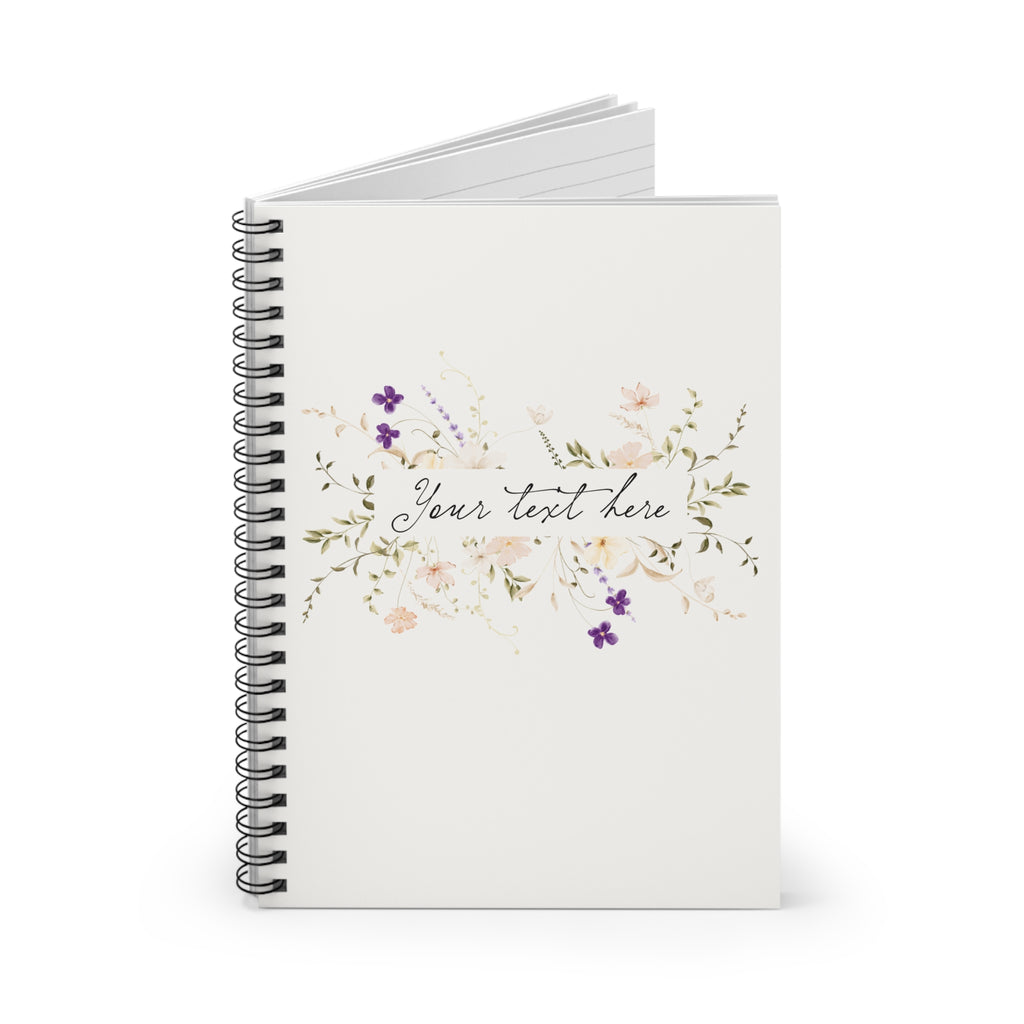 Floral Personalized Spiral Notebook — Ruled Journal with Custom Text