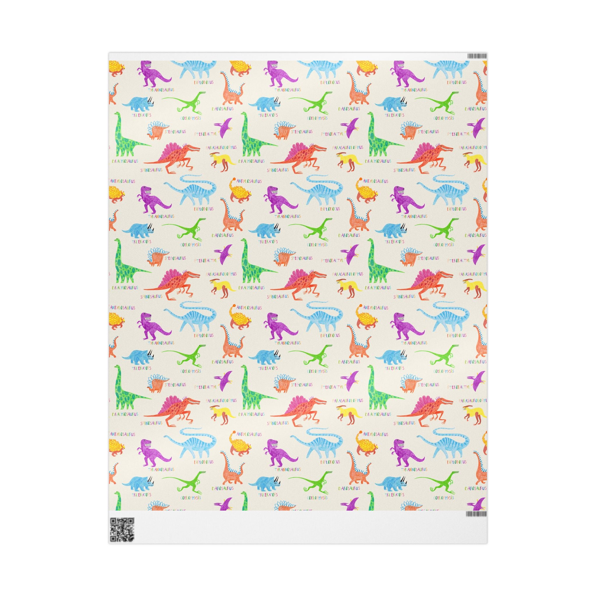 Dinosaur Kids Wrapping Paper — Colorful Rainbow Dino Gift Wrap