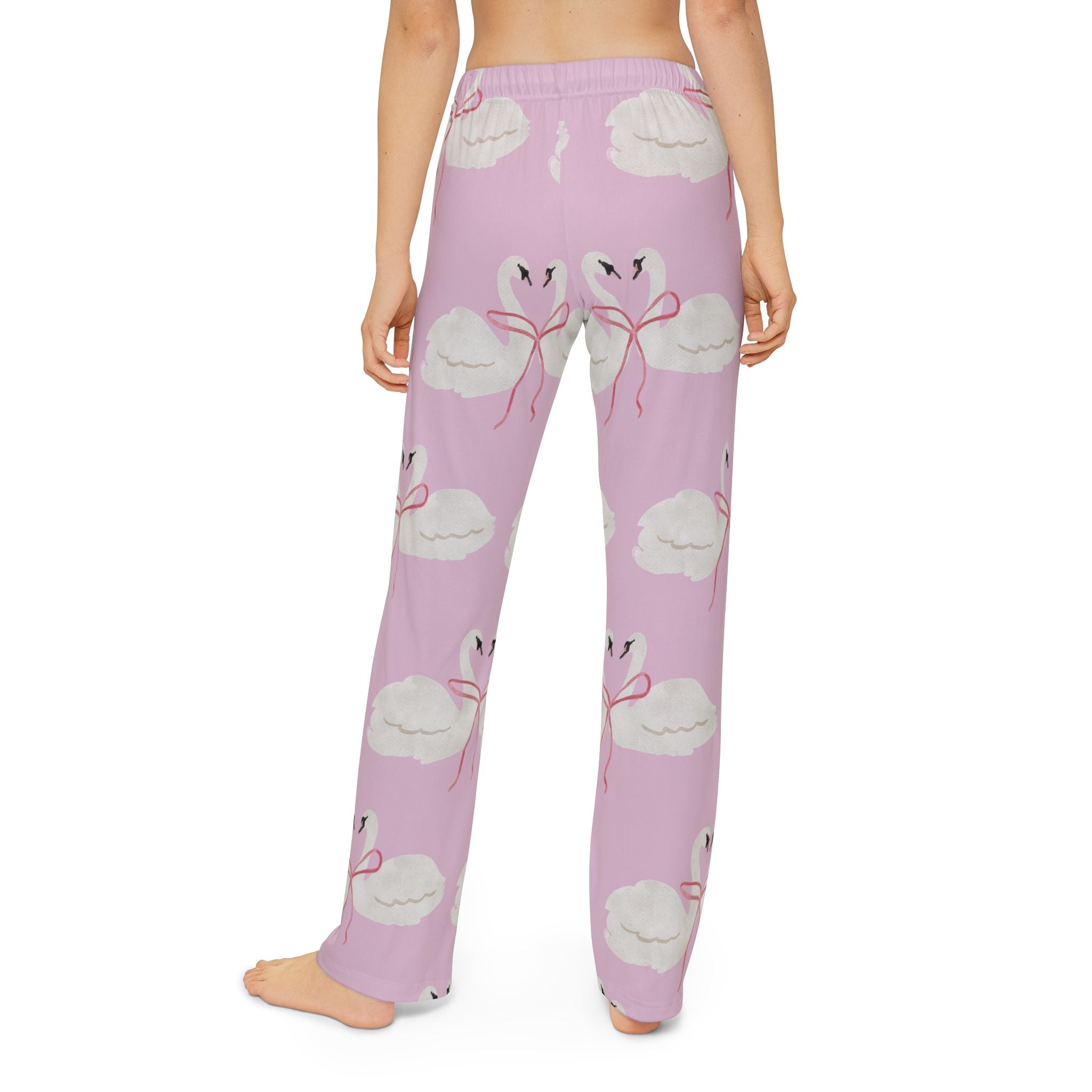 Kids Lounge Pants, Pink Swan Sleepwear for Girls, Soft Pajama Bottoms