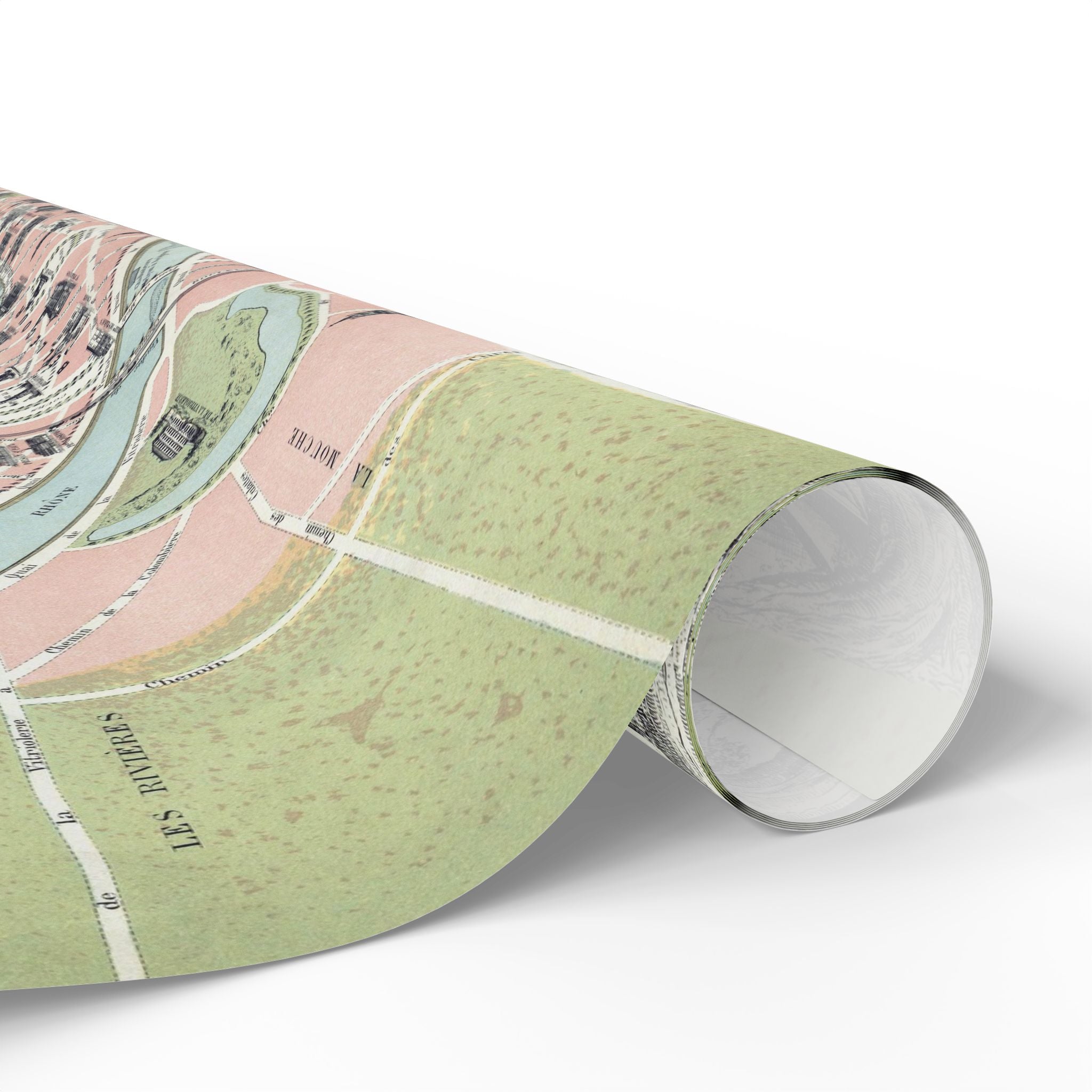 Wrapping Paper, Lyon City Map Gift Wrap, Vintage French Cartography Design