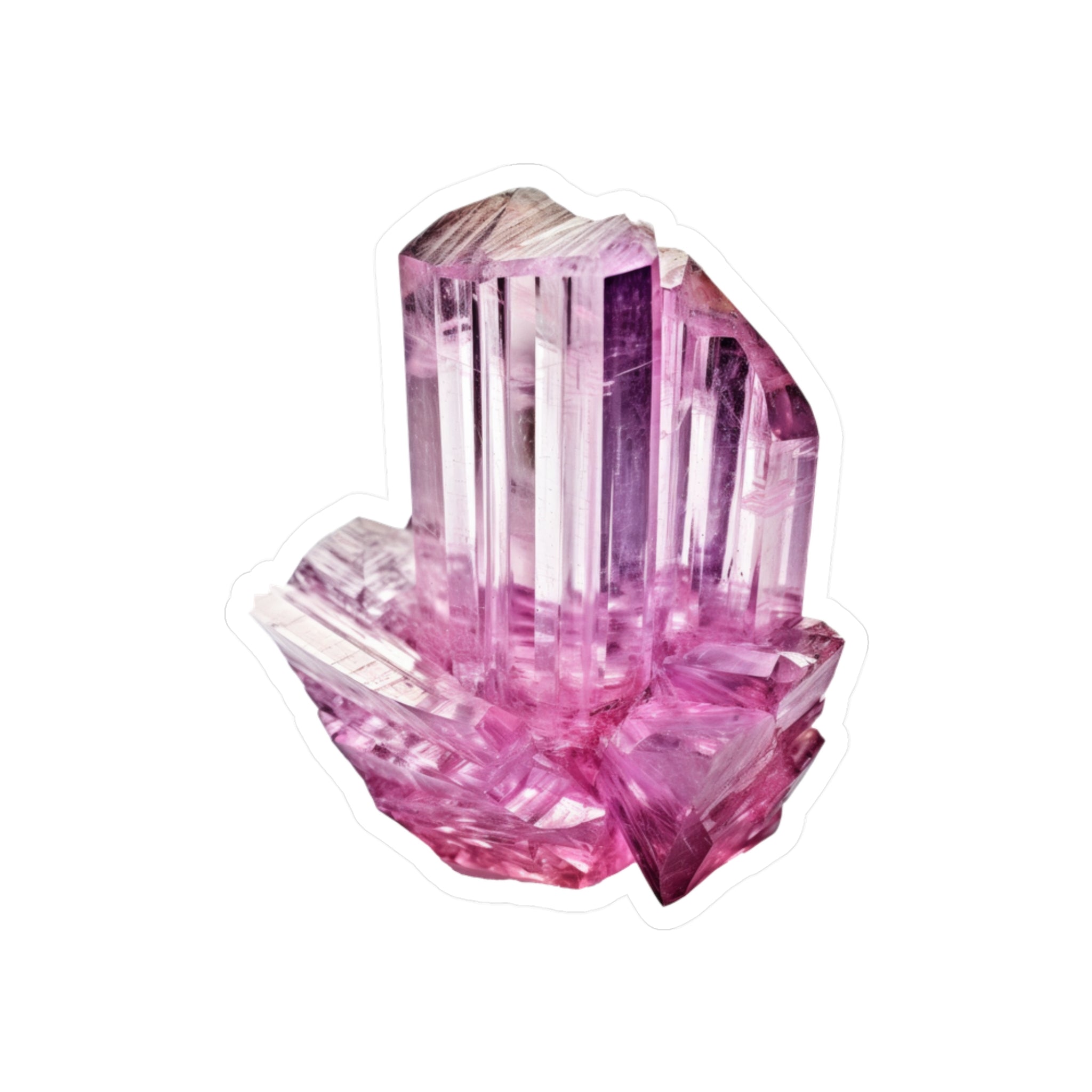 Pink Crystal Vinyl Sticker — Kiss-Cut Gemstone Decal for Laptops & Journals