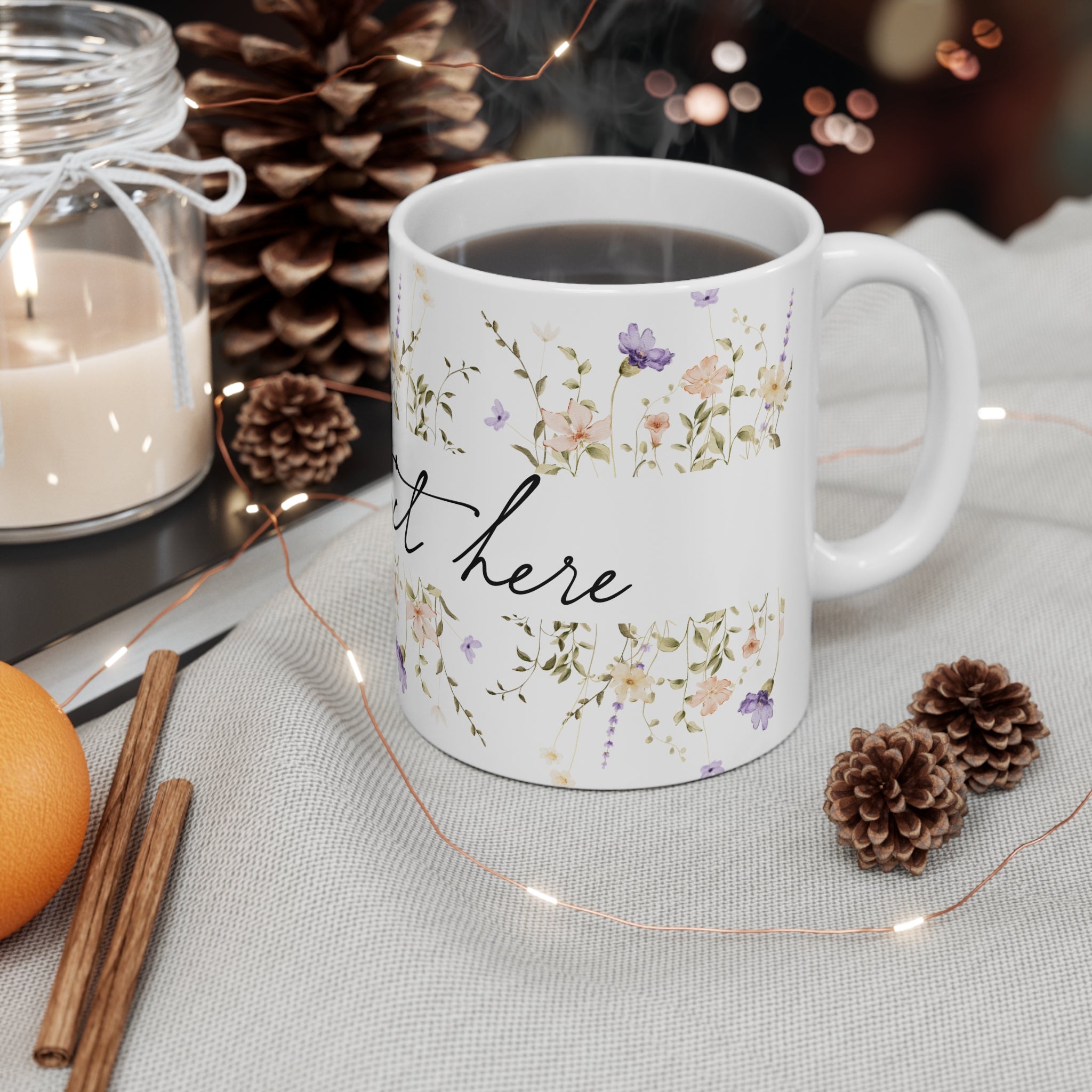 Personalized Floral Ceramic Coffee Mug – Gift for Her