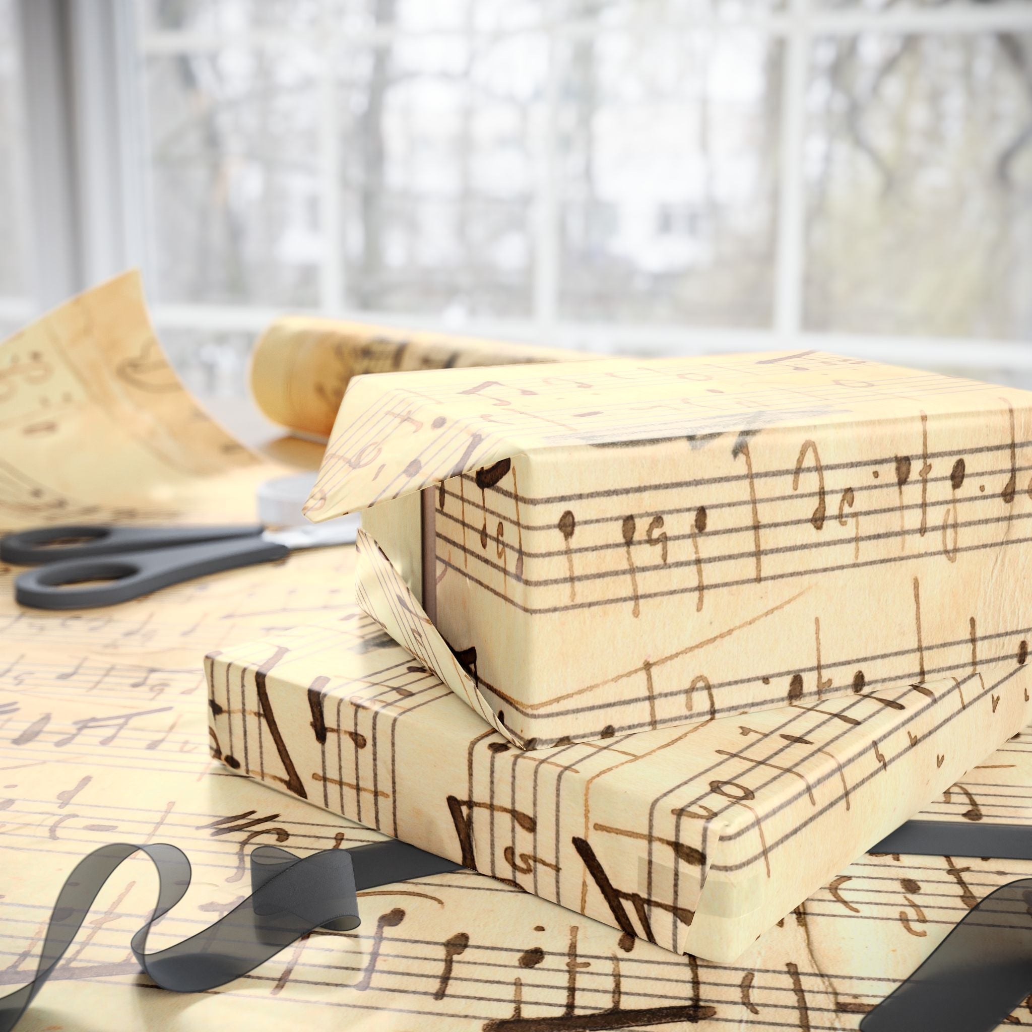 Wrapping Paper, Vintage Sheet Music Gift Wrap, Antique Music Score Design