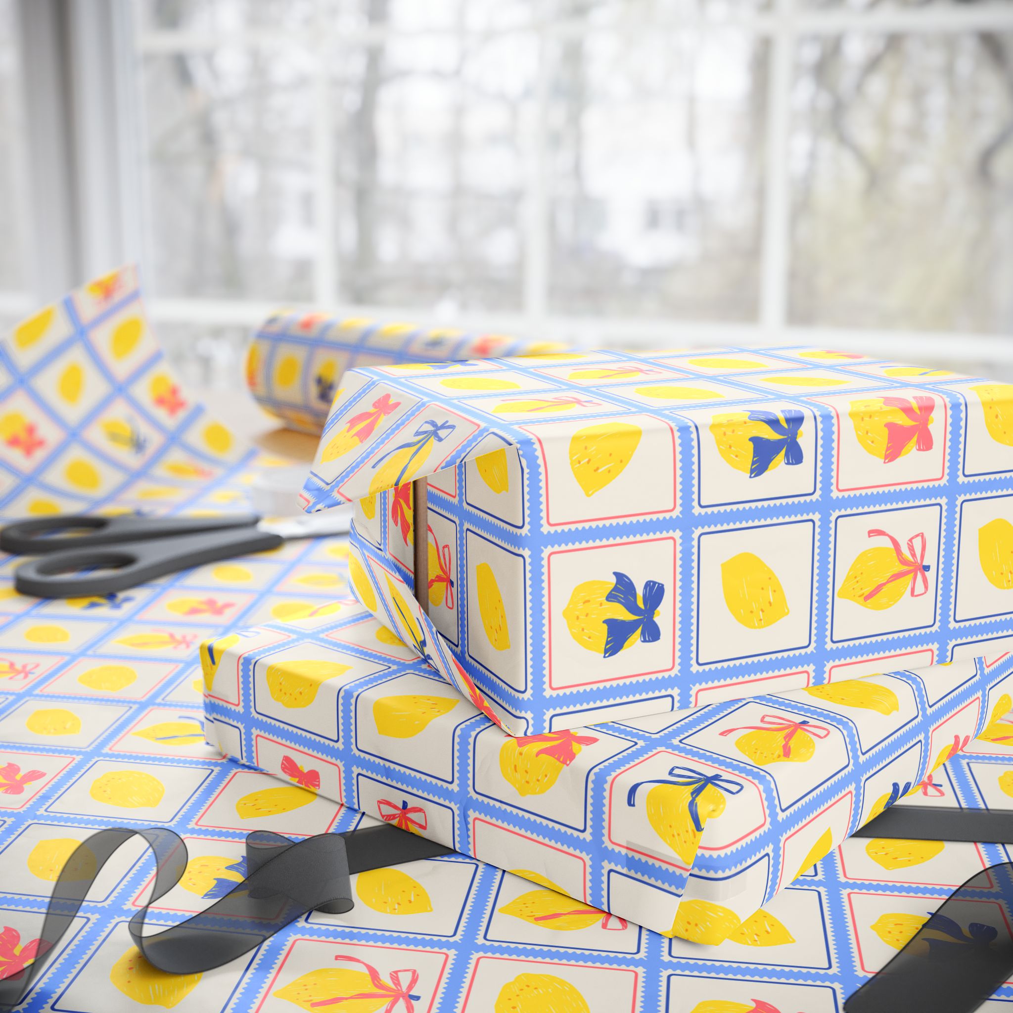 Lemon Wrapping Paper | Bow Pattern Gift Wrap