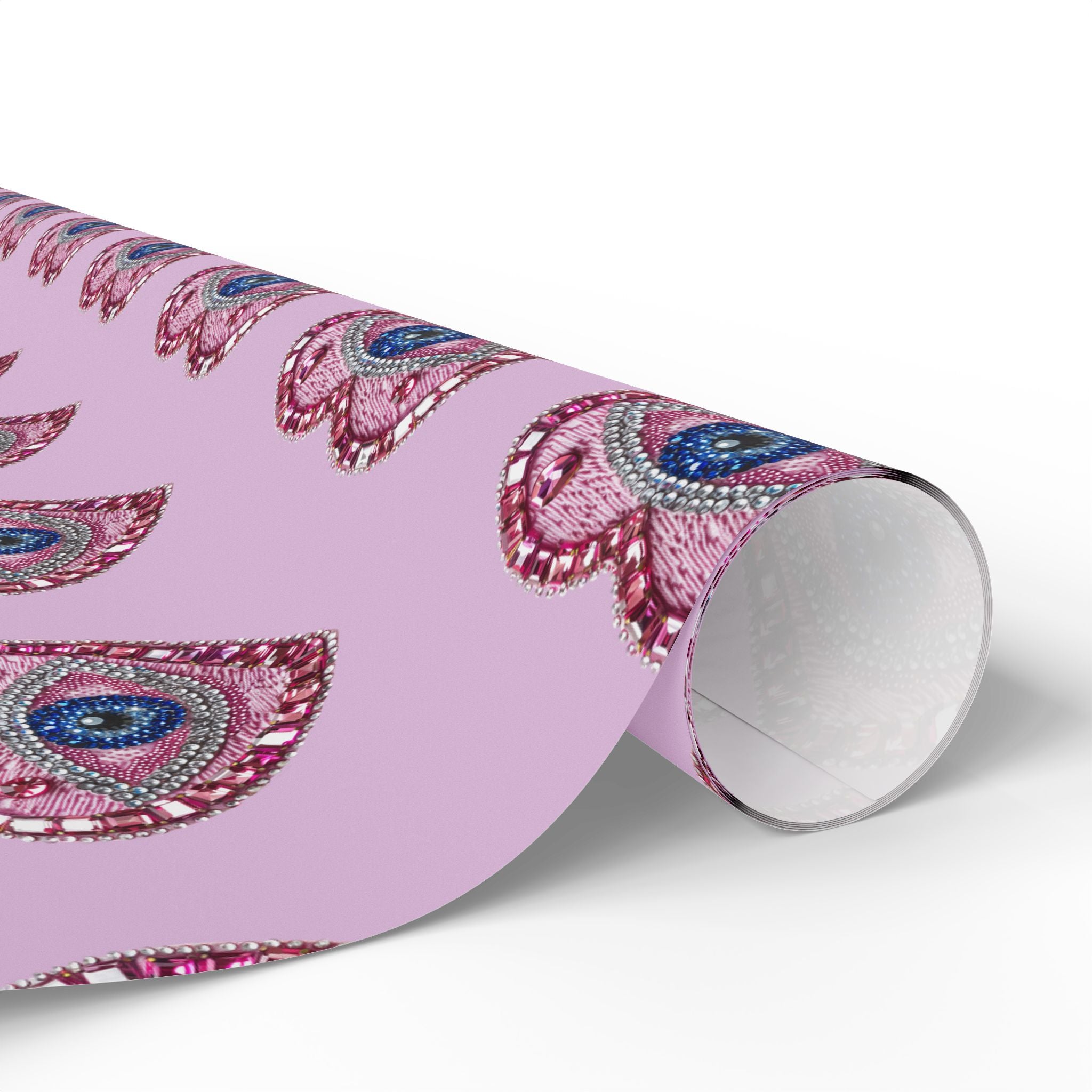 Peacock Heart Pattern Wrapping Paper — Pink Decorative Gift Wrap for Birthdays & Valentine’s