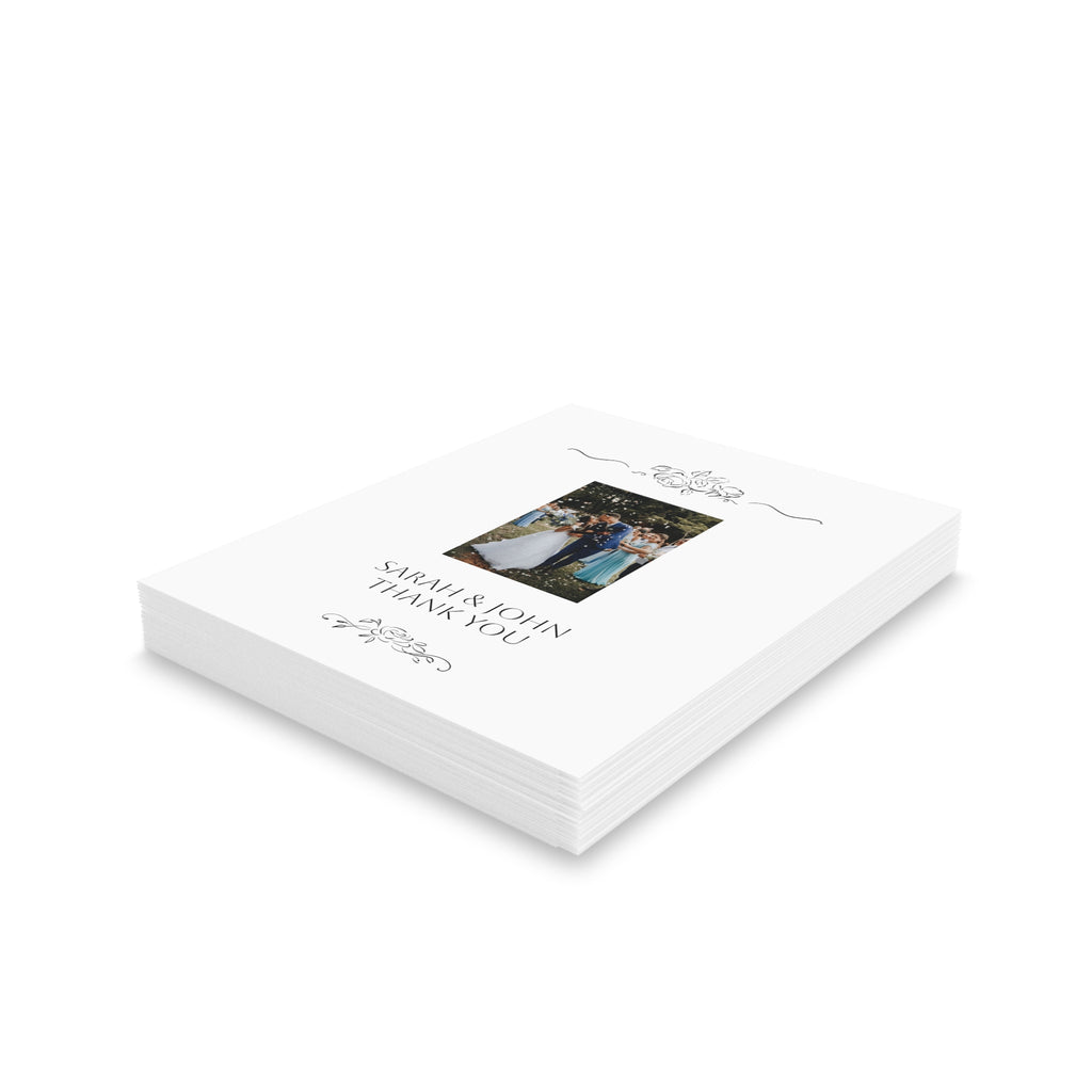 Floral Frame Photo Thank You Greeting Card (x 8 pcs and up)
