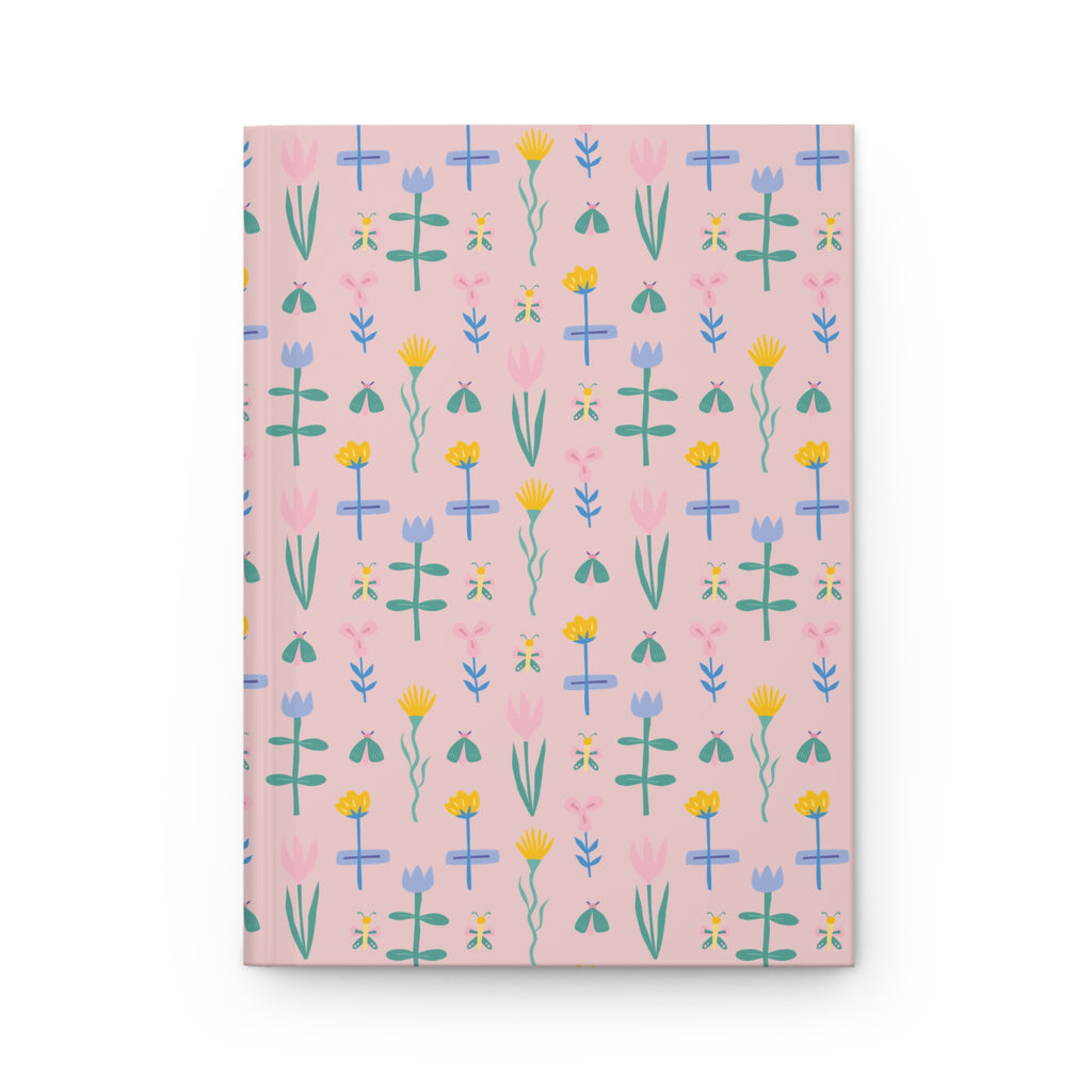 Floral Pattern Hardcover Journal — Pink Botanical Notebook
