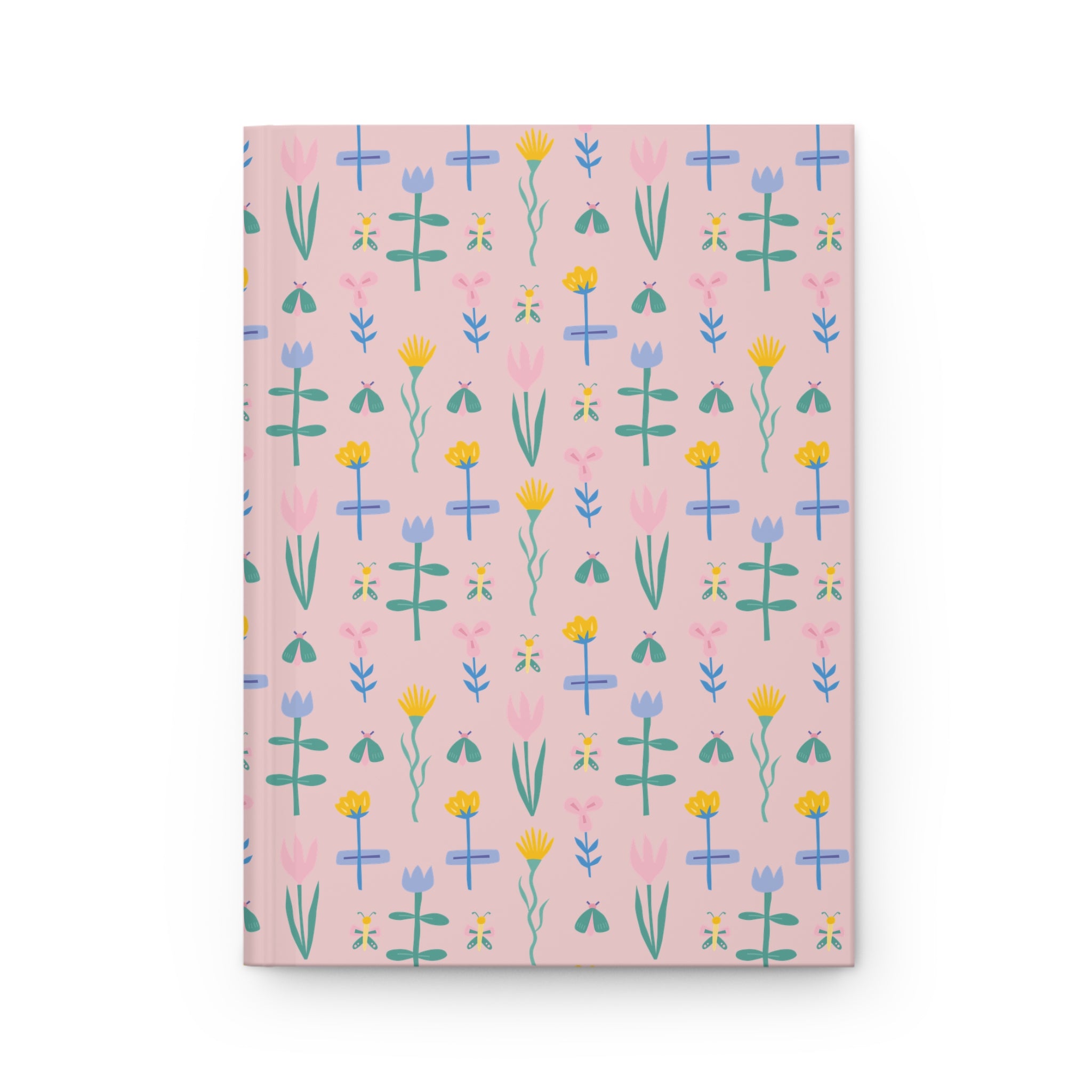 Floral Pattern Hardcover Journal — Pink Botanical Notebook