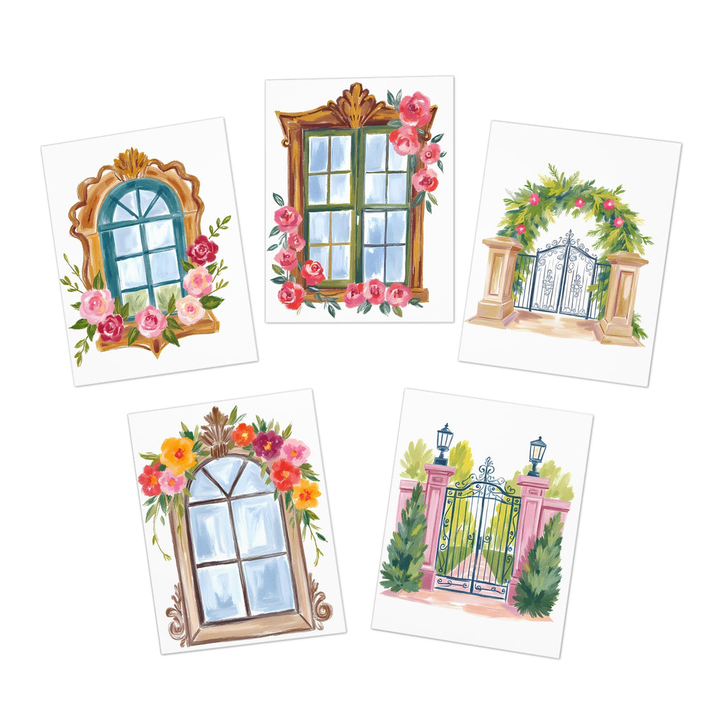 Floral Greeting Cards Set | Window & Gate 5-Pack