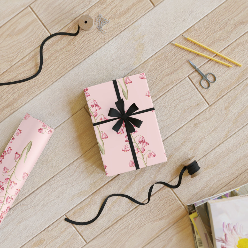 Pink Floral Gift Wrap Roll — Watercolor Tulip Wrapping Paper for Mother's Day & Spring Celebrations