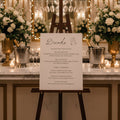 Drinks menu with signature cocktails and wine options on a white background