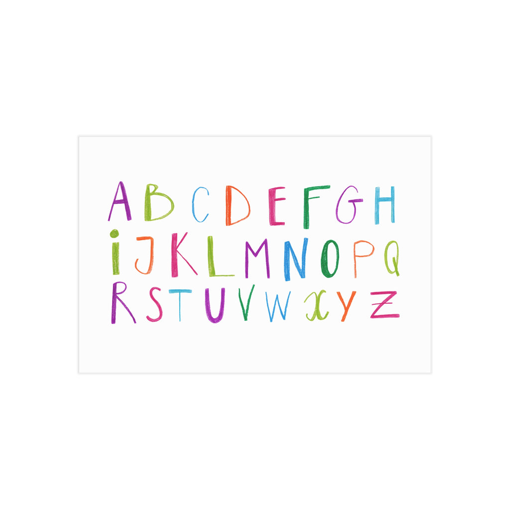 Colorful Watercolor Alphabet Print — Kids Nursery Wall Art (Unframed)