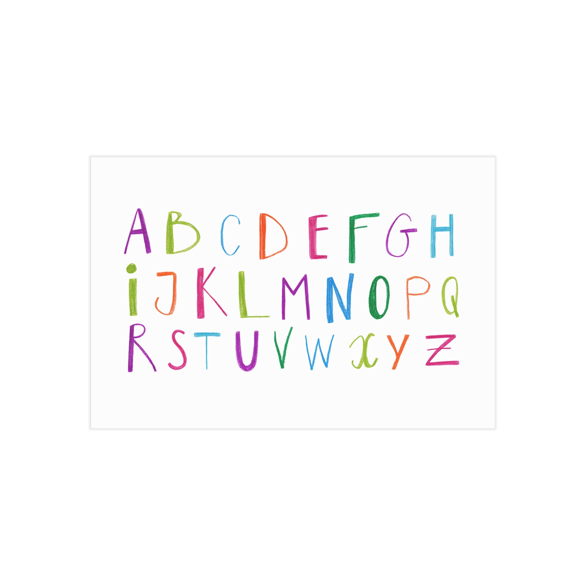 Colorful Watercolor Alphabet Print — Kids Nursery Wall Art (Unframed)