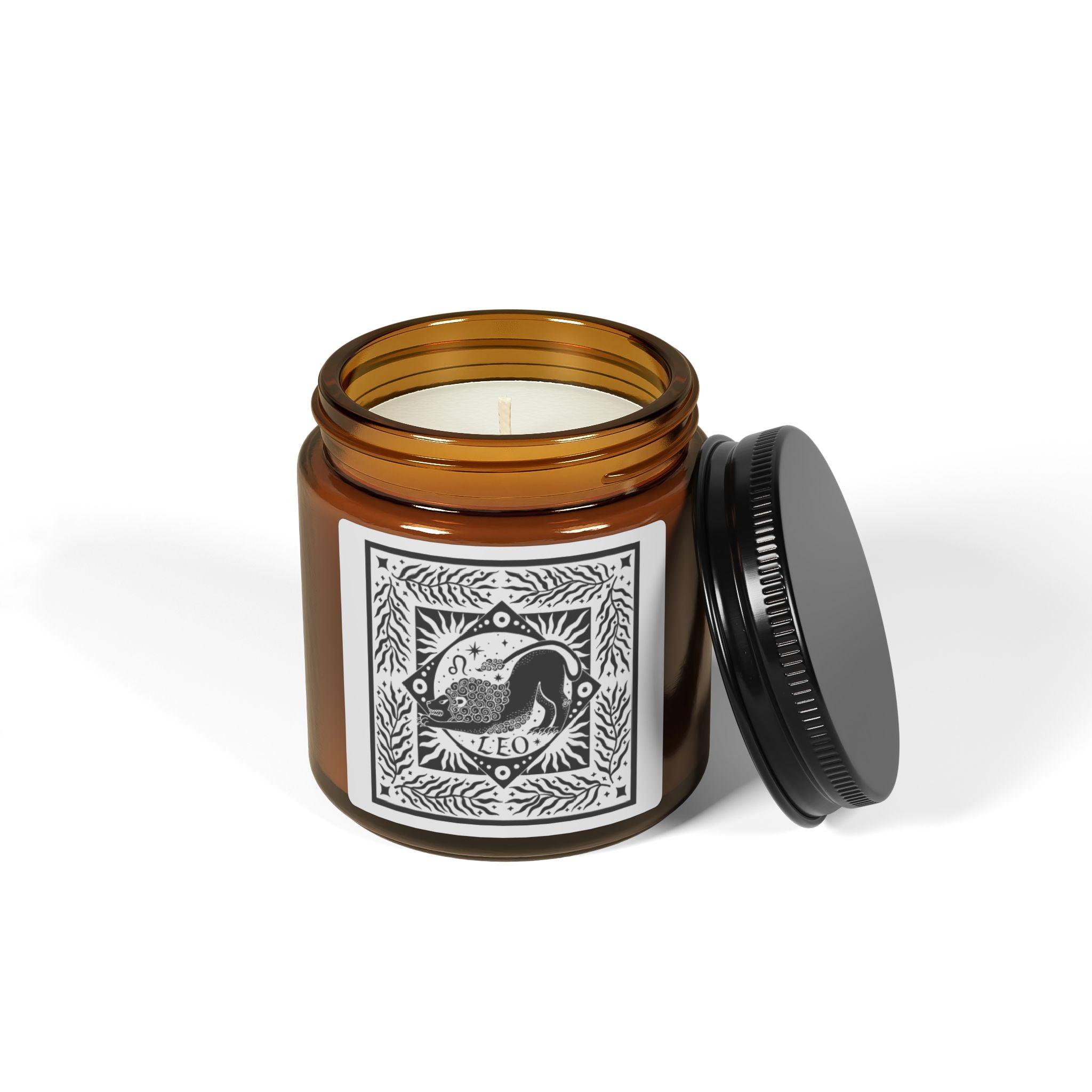 Leo Zodiac Soy Candle — Amber Jar Scented Candle (Multi-Size)