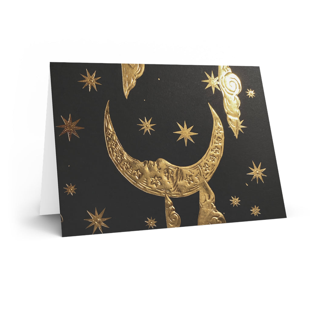 Greeting Card — Gold Moon & Stars Celestial Design