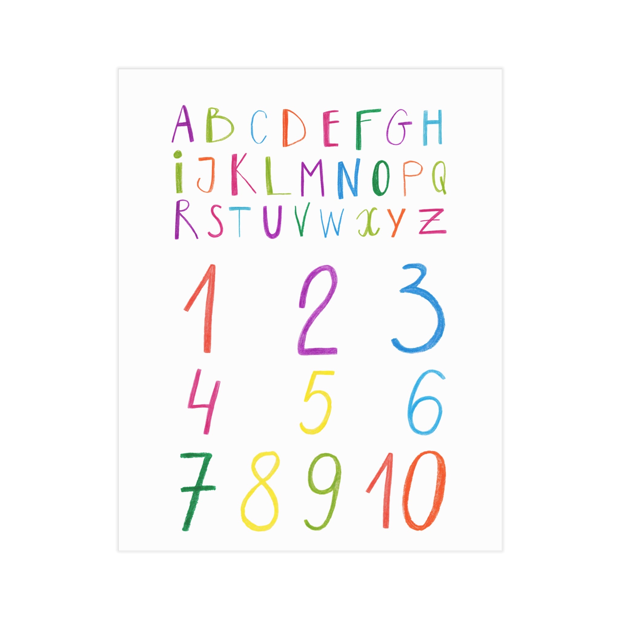 Kids Alphabet & Numbers Print — Colorful Educational Wall Art (Unframed)